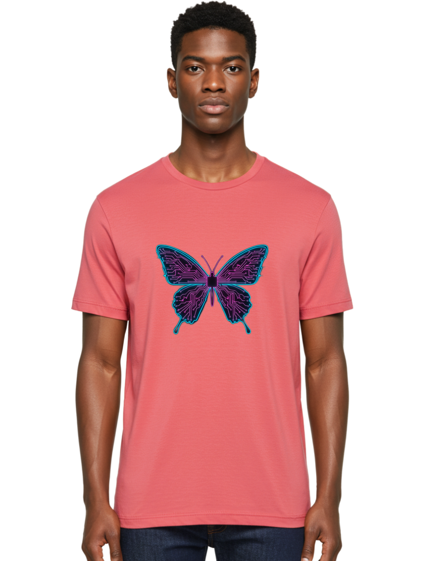 Circuit-Butterfly Men'S Graphic Tee, 100% Cotton, Comfortable Casual Summer Wear, Machine Washable, Vintage Camera, Old Camera, Antique Camera, Black Camera, Classic Photography, Photography Equipment, Nostalgic Device, Film Camera, Camera Art Bah755