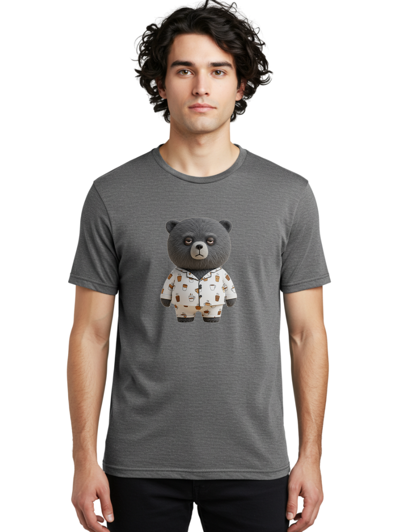 Coffee-Bear-1 Men'S Graphic Tee, 100% Cotton, Comfortable Casual Summer Wear, Machine Washable, Vintage Camera, Old Camera, Antique Camera, Black Camera, Classic Photography, Photography Equipment, Nostalgic Device, Film Camera, Camera Art Bah768