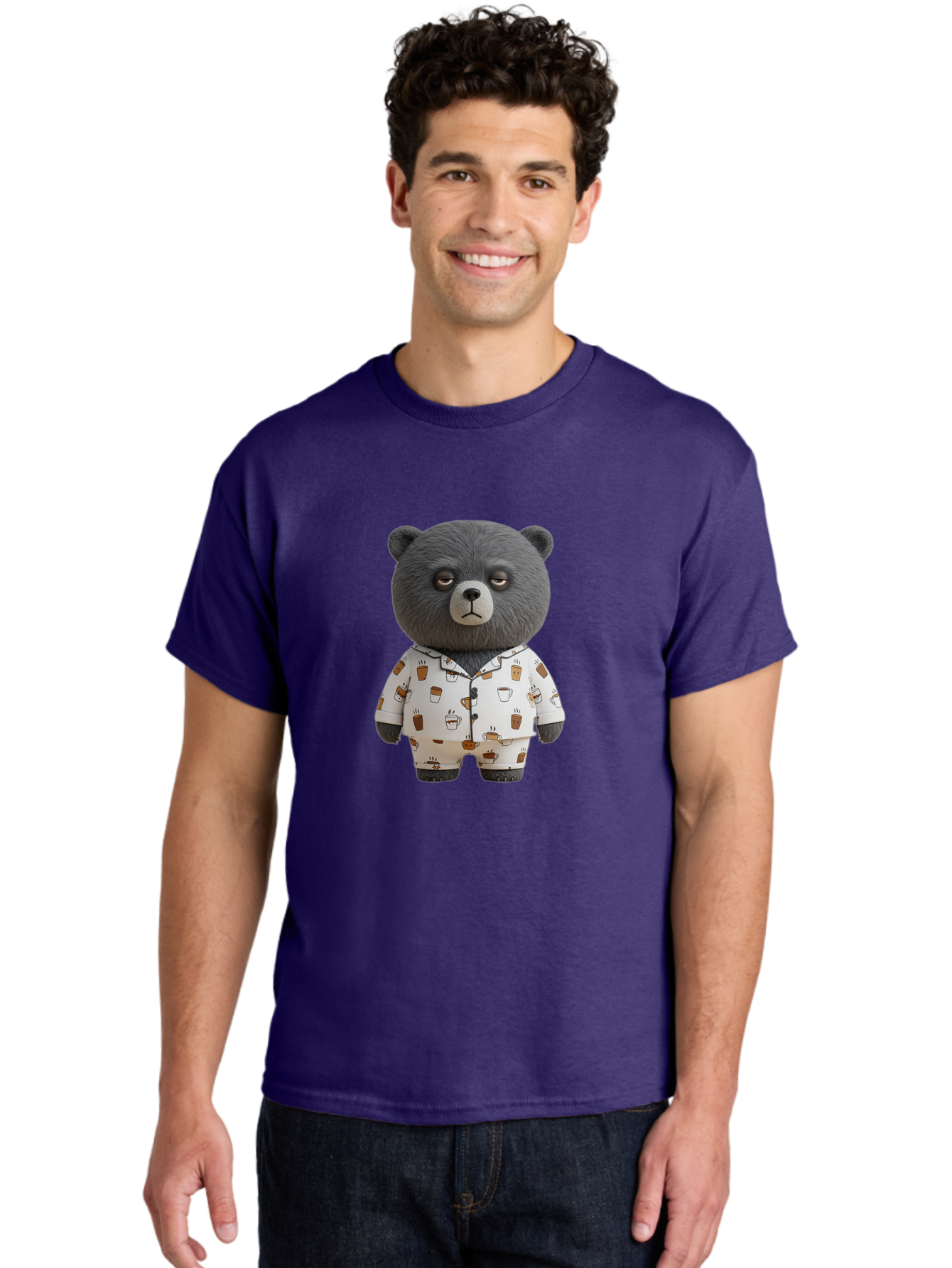 Coffee-Bear-1 Men'S Graphic Tee, 100% Cotton, Comfortable Casual Summer Wear, Machine Washable, Vintage Camera, Old Camera, Antique Camera, Black Camera, Classic Photography, Photography Equipment, Nostalgic Device, Film Camera, Camera Art Bah768
