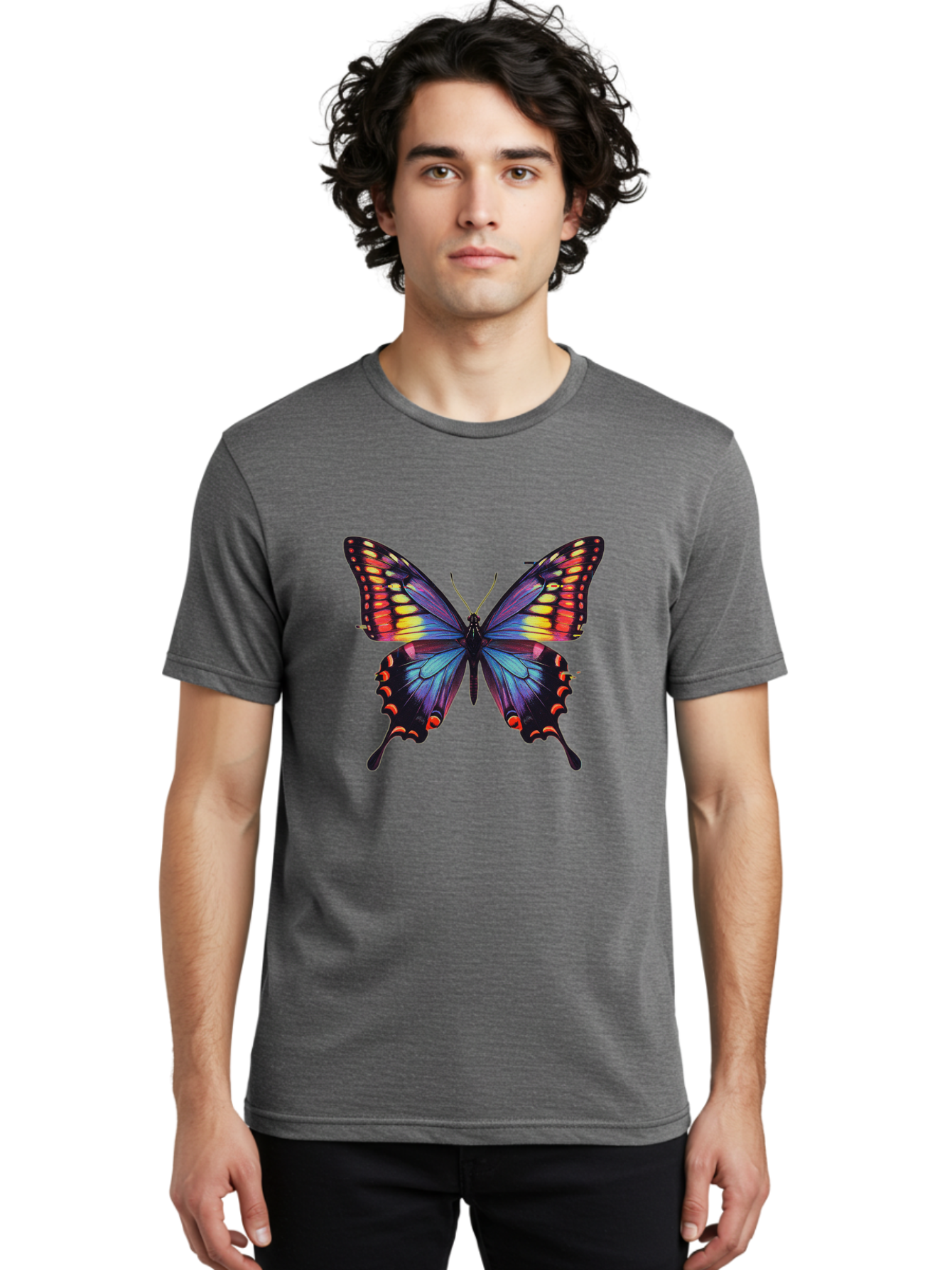 Colorful-Butterfly Men'S Graphic Tee, 100% Cotton, Comfortable Casual Summer Wear, Machine Washable, Vintage Camera, Old Camera, Antique Camera, Black Camera, Classic Photography, Photography Equipment, Nostalgic Device, Film Camera, Bah773