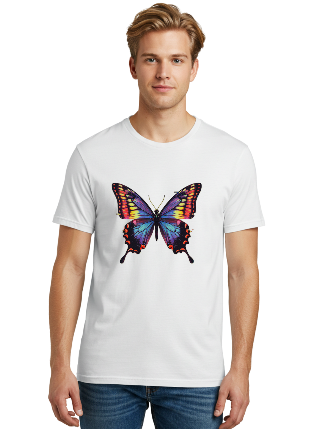 Colorful-Butterfly Men'S Graphic Tee, 100% Cotton, Comfortable Casual Summer Wear, Machine Washable, Vintage Camera, Old Camera, Antique Camera, Black Camera, Classic Photography, Photography Equipment, Nostalgic Device, Film Camera, Bah773