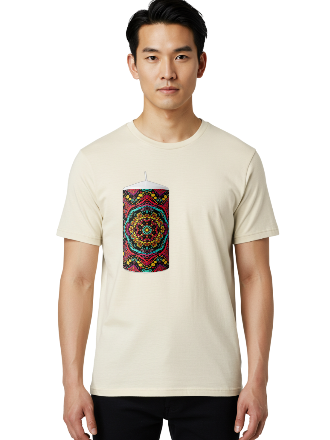 Colorful-Mandala-Candle Men'S Graphic Tee, 100% Cotton, Comfortable Casual Summer Wear, Machine Washable, Vintage Camera, Old Camera, Antique Camera, Black Camera, Classic Photography, Photography Equipment, Nostalgic Device, Film Camera, Bah774