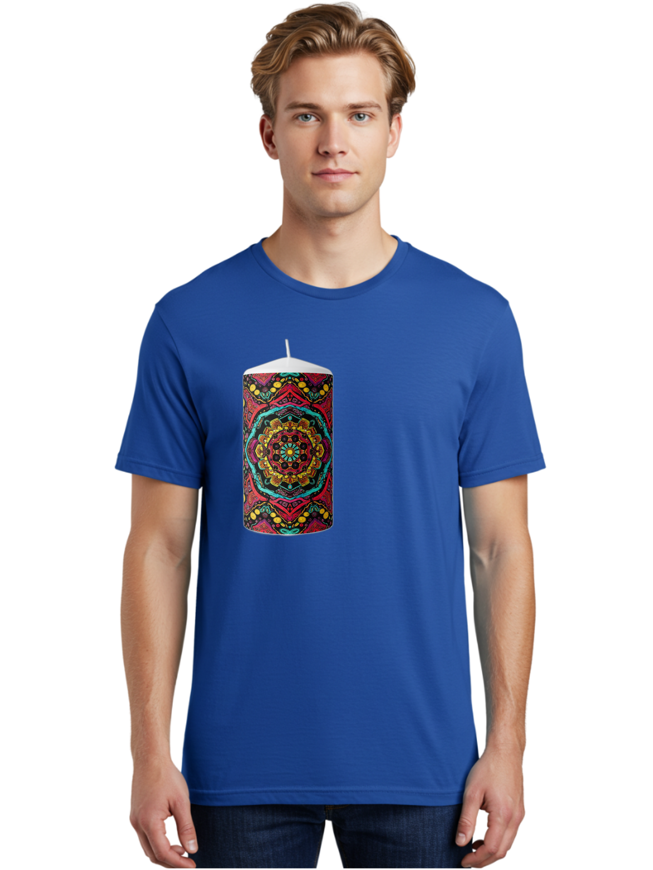 Colorful-Mandala-Candle Men'S Graphic Tee, 100% Cotton, Comfortable Casual Summer Wear, Machine Washable, Vintage Camera, Old Camera, Antique Camera, Black Camera, Classic Photography, Photography Equipment, Nostalgic Device, Film Camera, Bah774