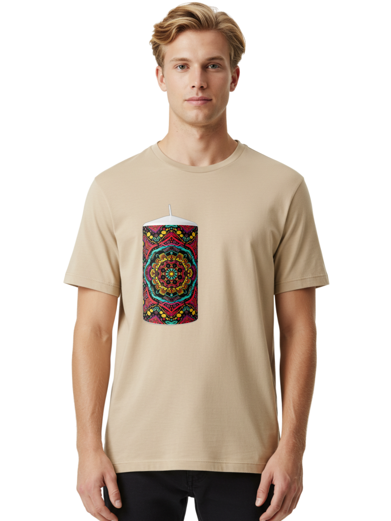 Colorful-Mandala-Candle Men'S Graphic Tee, 100% Cotton, Comfortable Casual Summer Wear, Machine Washable, Vintage Camera, Old Camera, Antique Camera, Black Camera, Classic Photography, Photography Equipment, Nostalgic Device, Film Camera, Bah774