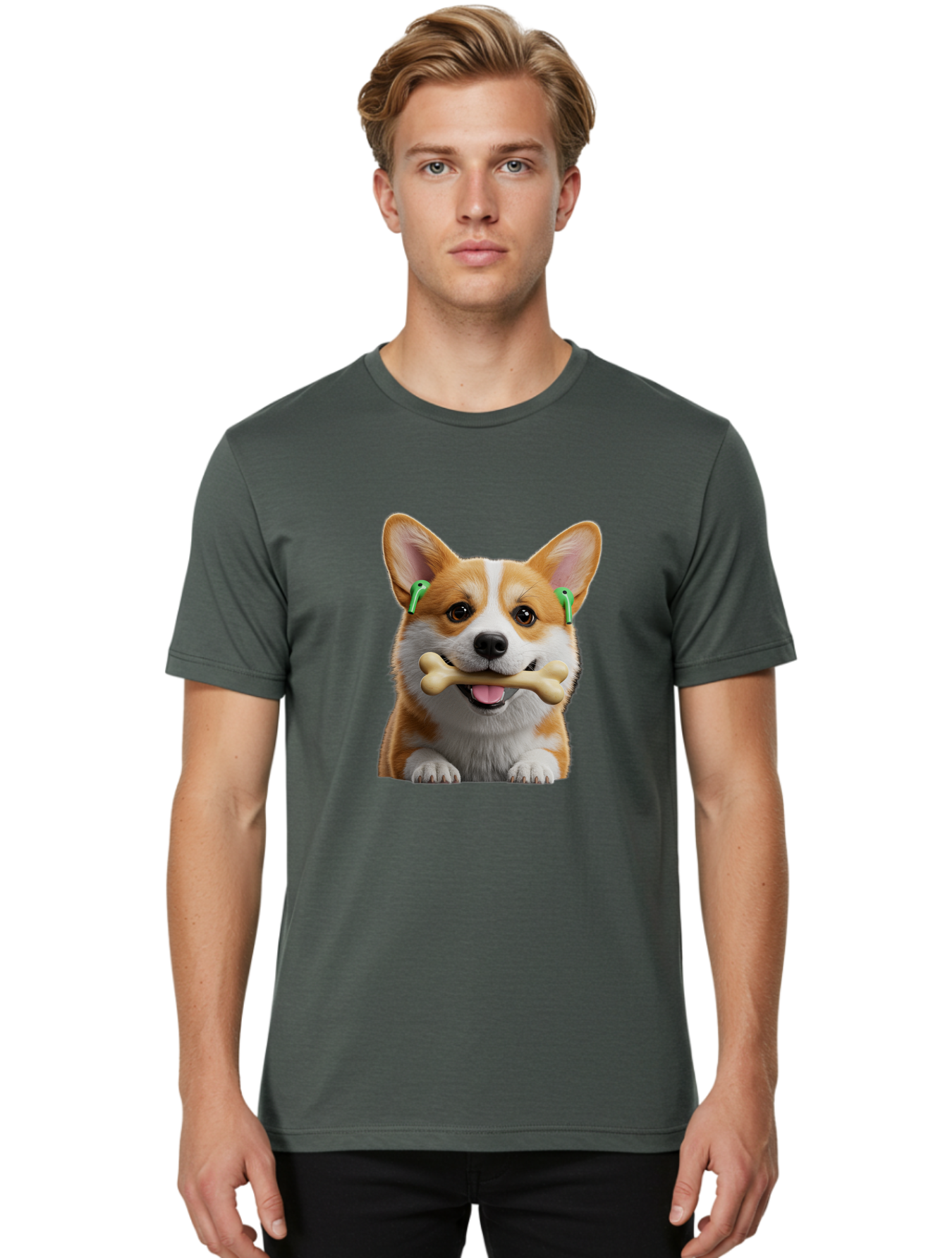 Corgi-With-Bone Men'S Graphic Tee, 100% Cotton, Comfortable Casual Summer Wear, Machine Washable, Vintage Camera, Old Camera, Antique Camera, Black Camera, Classic Photography, Photography Equipment, Nostalgic Device, Film Camera, Camera Art Bah784