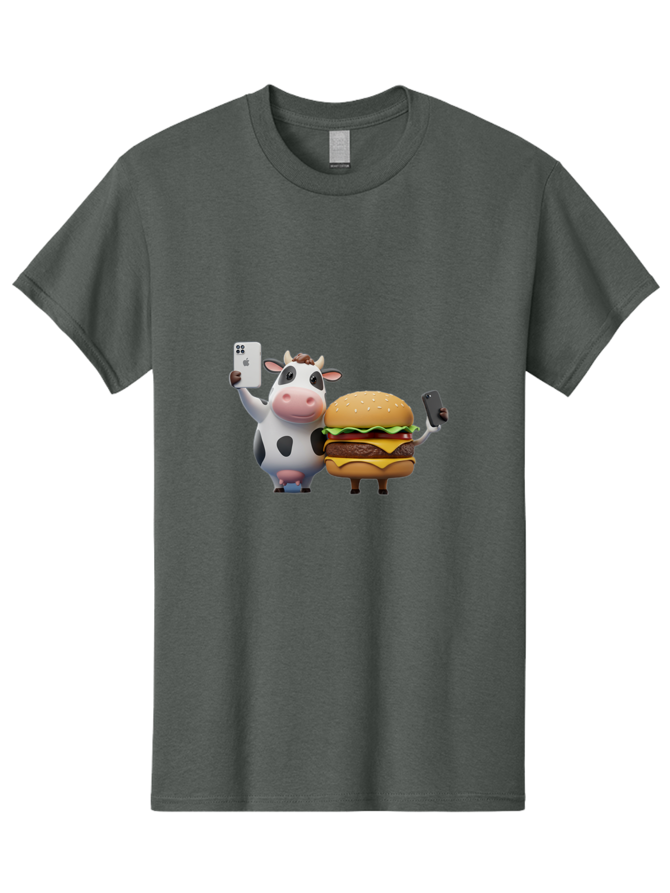 Cow-And-Burger-1 Men'S Graphic Tee, 100% Cotton, Comfortable Casual Summer Wear, Machine Washable, Vintage Camera, Old Camera, Antique Camera, Black Camera, Classic Photography, Photography Equipment, Nostalgic Device, Film Camera, Camera Art Bah788