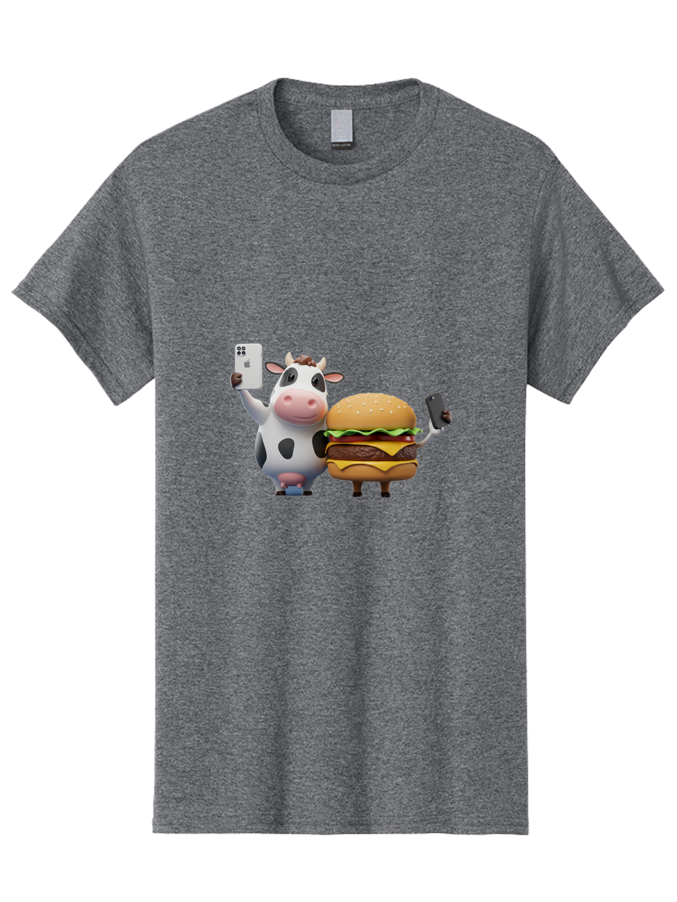 Cow-And-Burger-1 Men'S Graphic Tee, 100% Cotton, Comfortable Casual Summer Wear, Machine Washable, Vintage Camera, Old Camera, Antique Camera, Black Camera, Classic Photography, Photography Equipment, Nostalgic Device, Film Camera, Camera Art Bah788