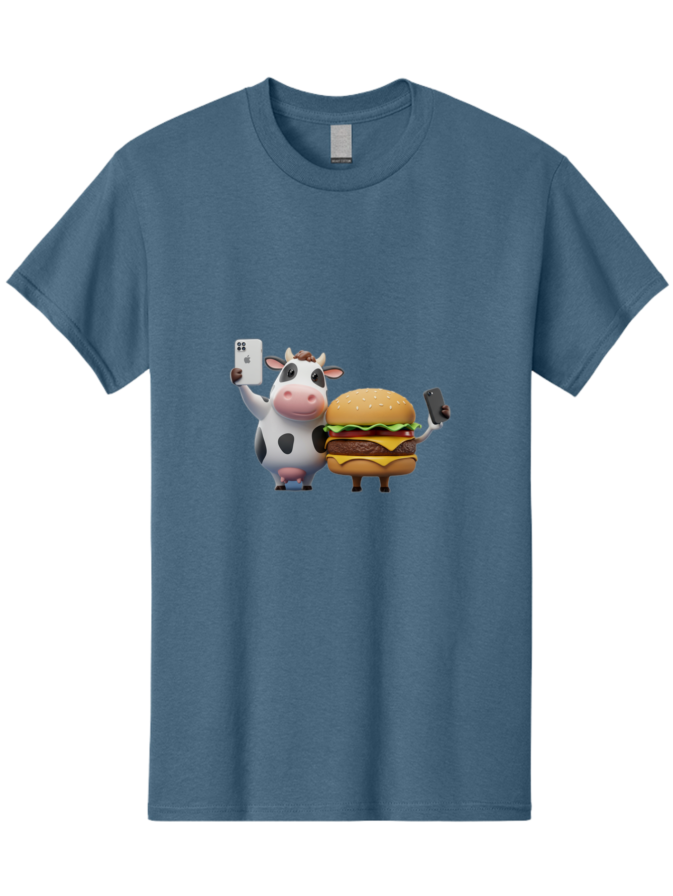 Cow-And-Burger-1 Men'S Graphic Tee, 100% Cotton, Comfortable Casual Summer Wear, Machine Washable, Vintage Camera, Old Camera, Antique Camera, Black Camera, Classic Photography, Photography Equipment, Nostalgic Device, Film Camera, Camera Art Bah788