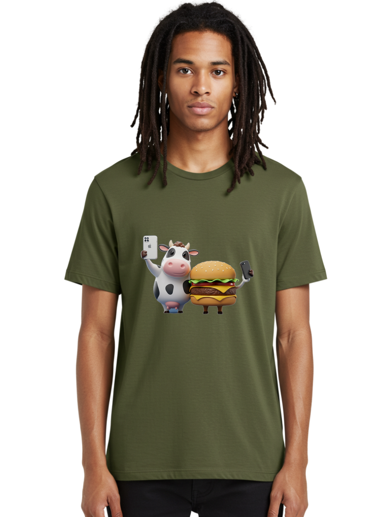 Cow-And-Burger-1 Men'S Graphic Tee, 100% Cotton, Comfortable Casual Summer Wear, Machine Washable, Vintage Camera, Old Camera, Antique Camera, Black Camera, Classic Photography, Photography Equipment, Nostalgic Device, Film Camera, Camera Art Bah788