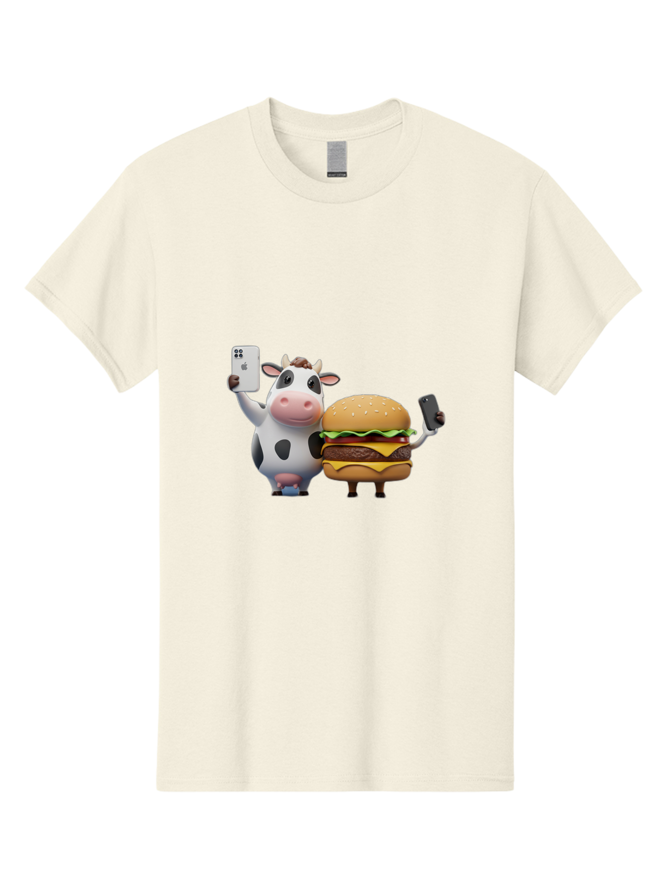 Cow-And-Burger-1 Men'S Graphic Tee, 100% Cotton, Comfortable Casual Summer Wear, Machine Washable, Vintage Camera, Old Camera, Antique Camera, Black Camera, Classic Photography, Photography Equipment, Nostalgic Device, Film Camera, Camera Art Bah788