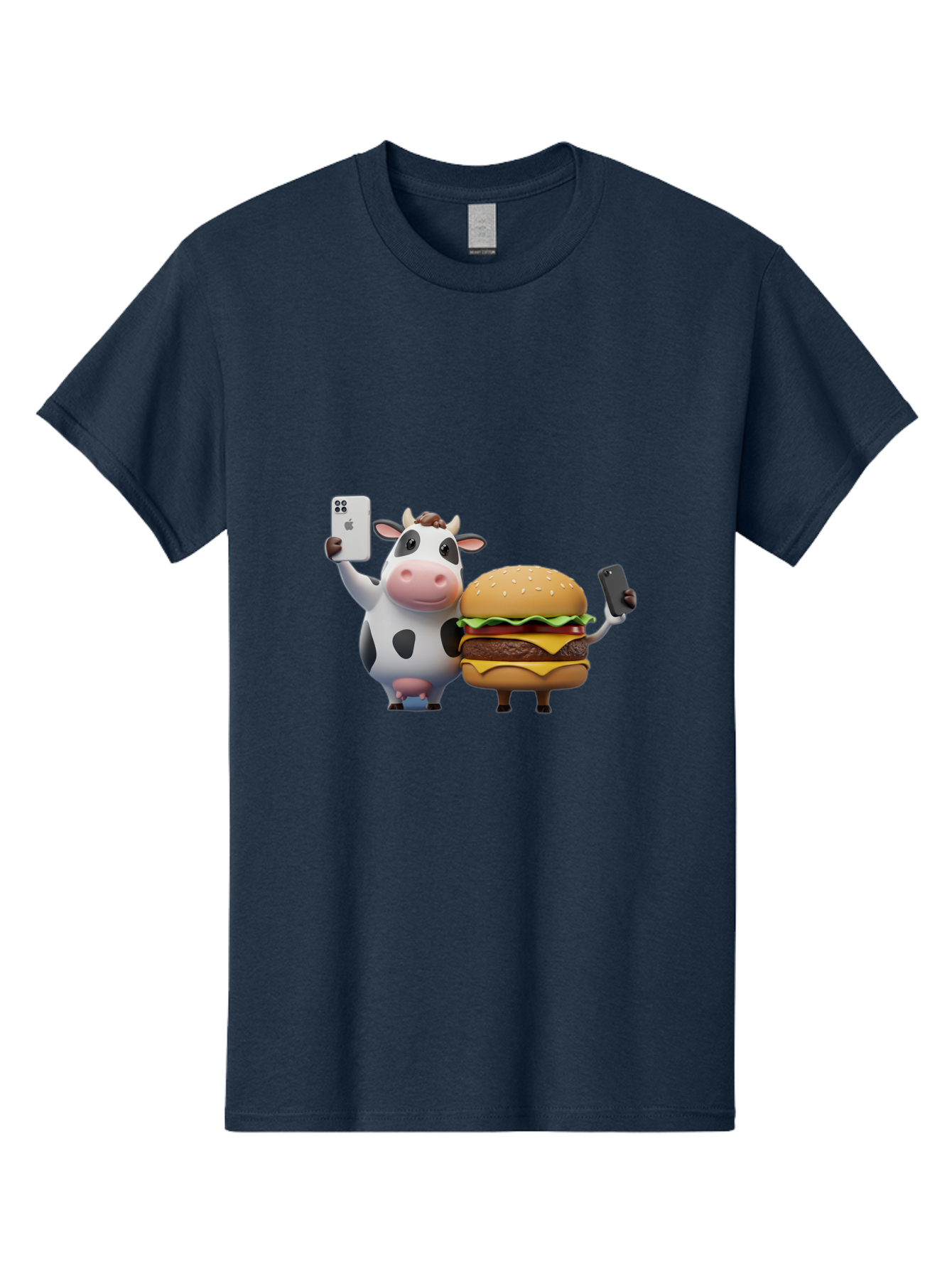 Cow-And-Burger-1 Men'S Graphic Tee, 100% Cotton, Comfortable Casual Summer Wear, Machine Washable, Vintage Camera, Old Camera, Antique Camera, Black Camera, Classic Photography, Photography Equipment, Nostalgic Device, Film Camera, Camera Art Bah788