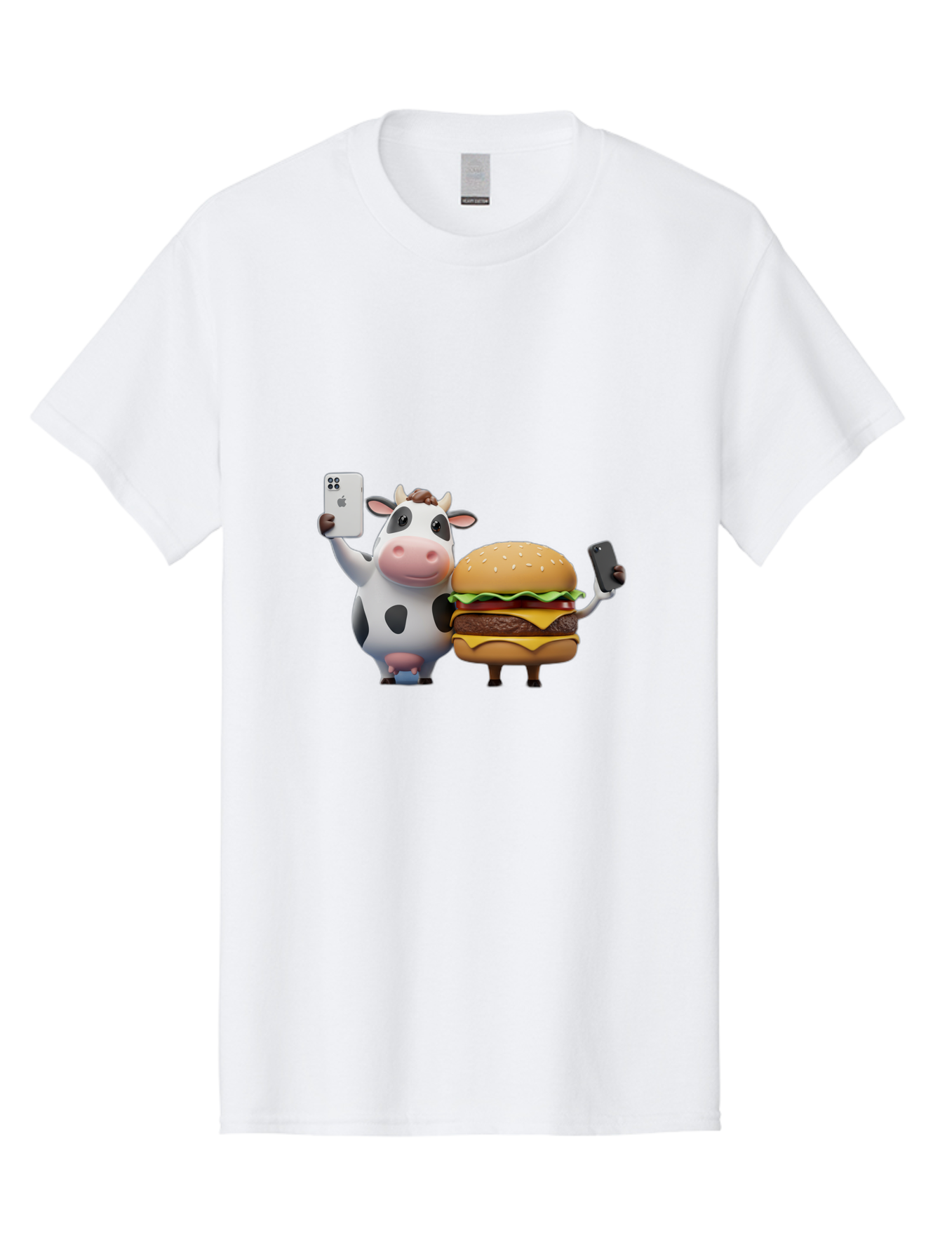 Cow-And-Burger-1 Men'S Graphic Tee, 100% Cotton, Comfortable Casual Summer Wear, Machine Washable, Vintage Camera, Old Camera, Antique Camera, Black Camera, Classic Photography, Photography Equipment, Nostalgic Device, Film Camera, Camera Art Bah788