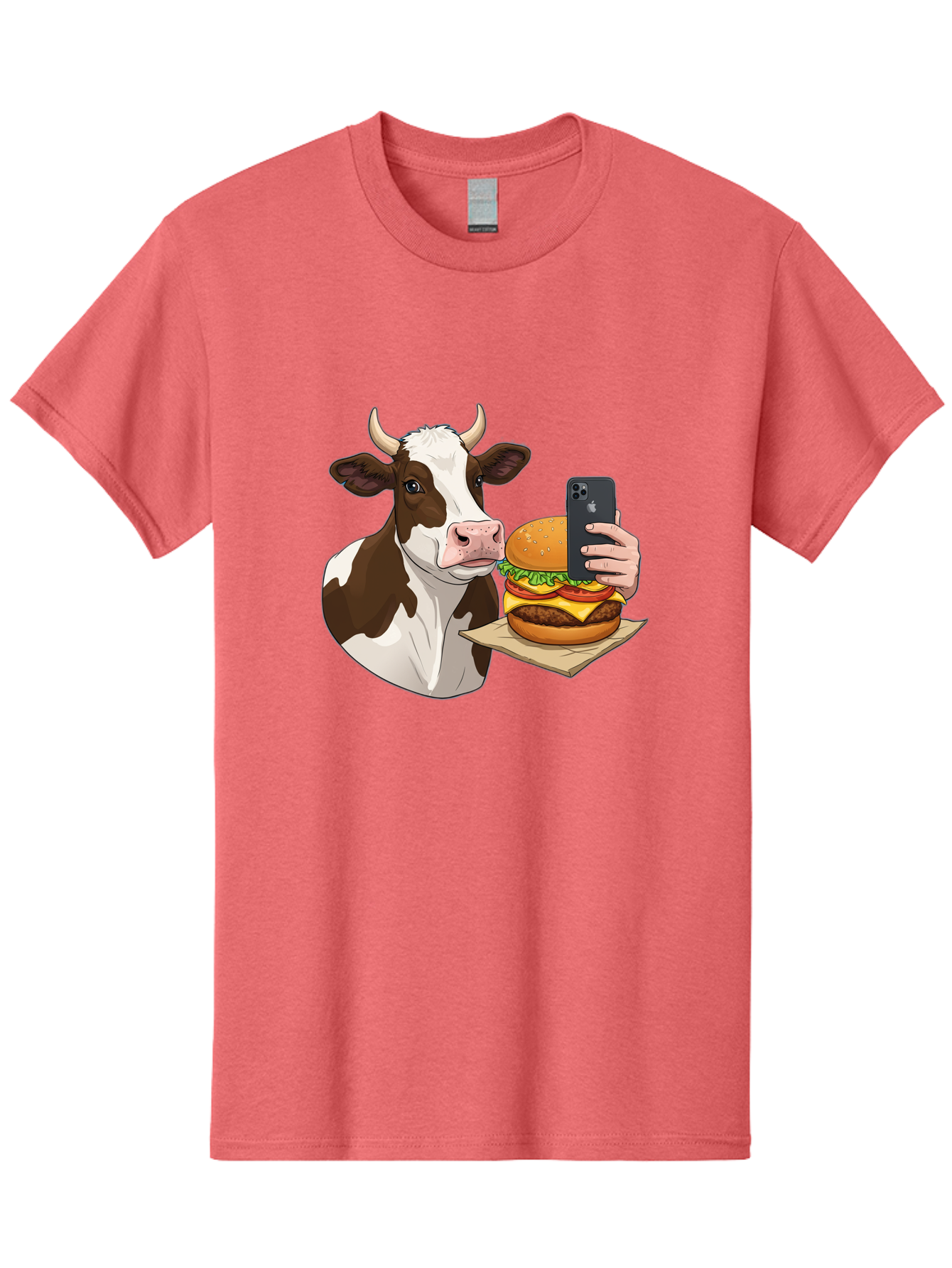 Cow-And-Burger-2 Men'S Graphic Tee, 100% Cotton, Comfortable Casual Summer Wear, Machine Washable, Vintage Camera, Old Camera, Antique Camera, Black Camera, Classic Photography, Photography Equipment, Nostalgic Device, Film Camera, Camera Art Bah789