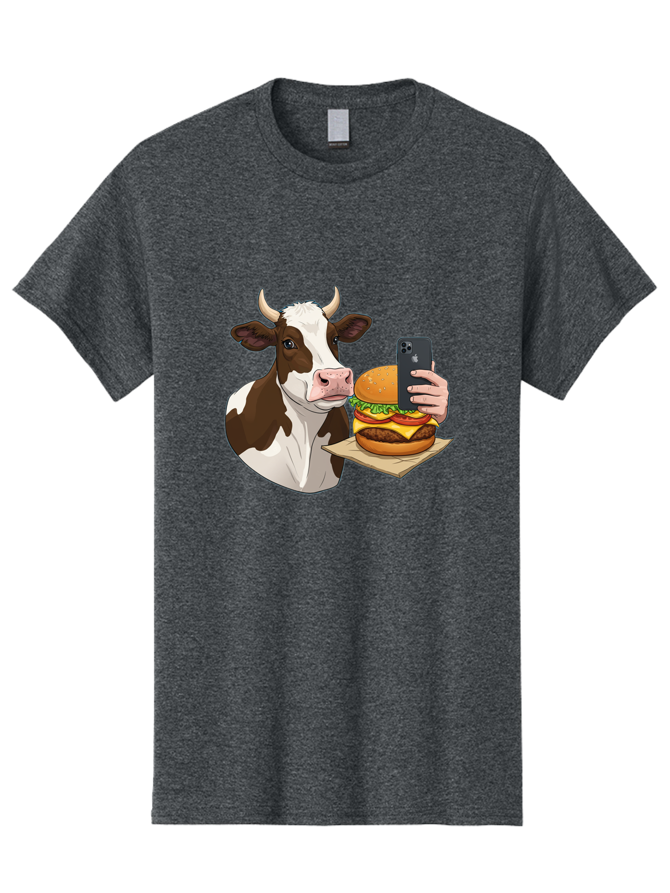 Cow-And-Burger-2 Men'S Graphic Tee, 100% Cotton, Comfortable Casual Summer Wear, Machine Washable, Vintage Camera, Old Camera, Antique Camera, Black Camera, Classic Photography, Photography Equipment, Nostalgic Device, Film Camera, Camera Art Bah789