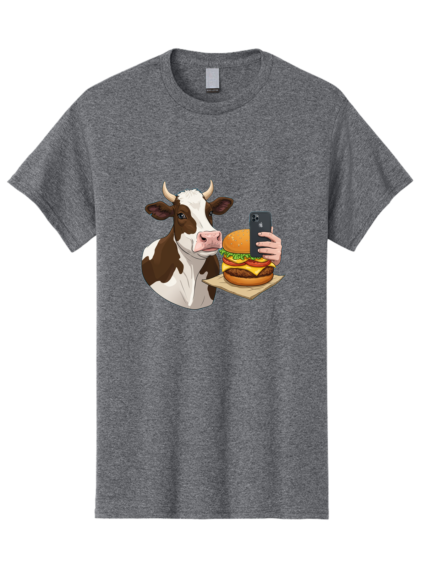 Cow-And-Burger-2 Men'S Graphic Tee, 100% Cotton, Comfortable Casual Summer Wear, Machine Washable, Vintage Camera, Old Camera, Antique Camera, Black Camera, Classic Photography, Photography Equipment, Nostalgic Device, Film Camera, Camera Art Bah789