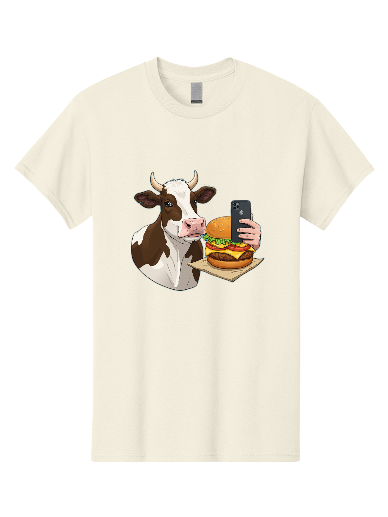 Cow-And-Burger-2 Men'S Graphic Tee, 100% Cotton, Comfortable Casual Summer Wear, Machine Washable, Vintage Camera, Old Camera, Antique Camera, Black Camera, Classic Photography, Photography Equipment, Nostalgic Device, Film Camera, Camera Art Bah789