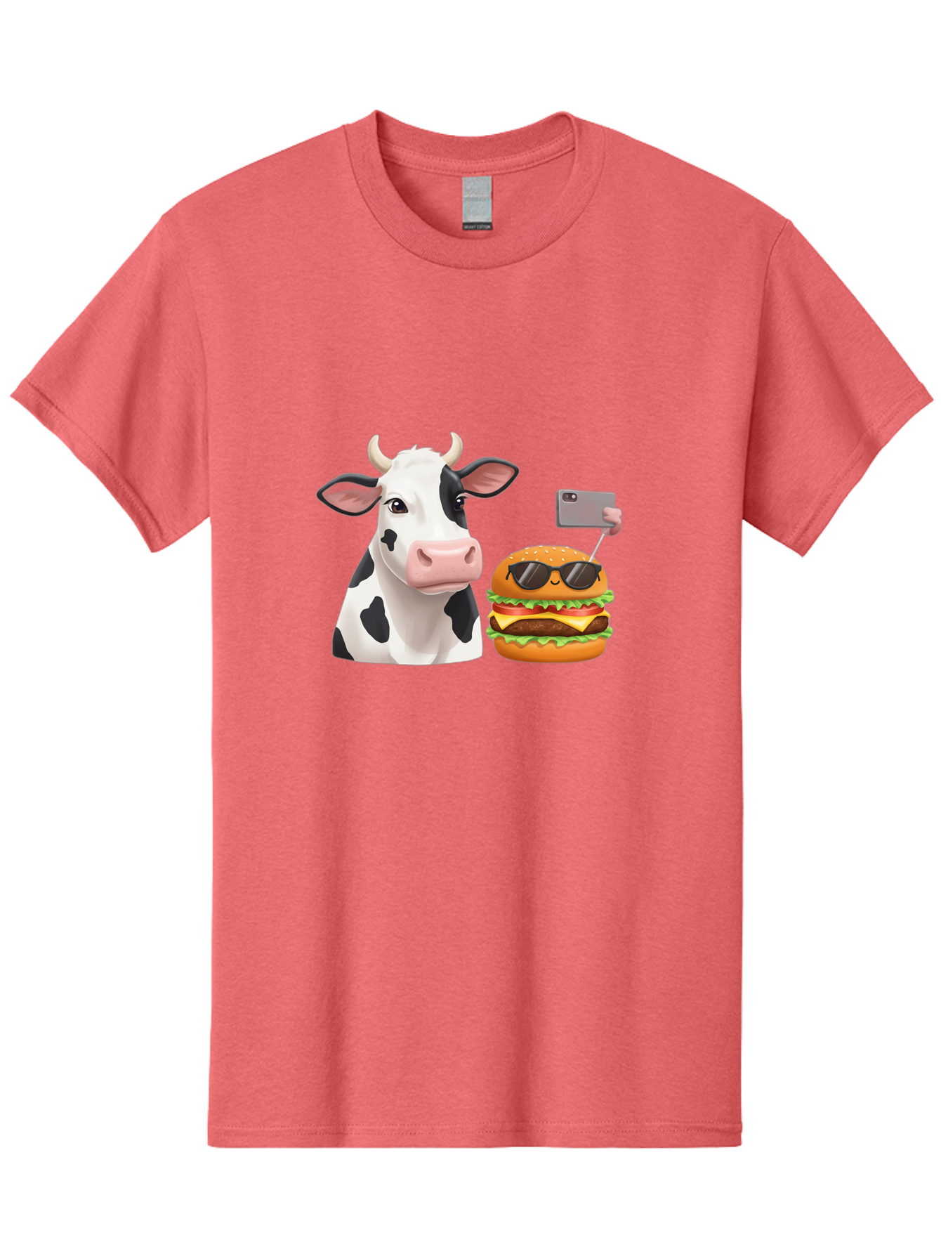 Cow-And-Burger-3 Men'S Graphic Tee, 100% Cotton, Comfortable Casual Summer Wear, Machine Washable, Vintage Camera, Old Camera, Antique Camera, Black Camera, Classic Photography, Photography Equipment, Nostalgic Device, Film Camera, Camera Art Bah790