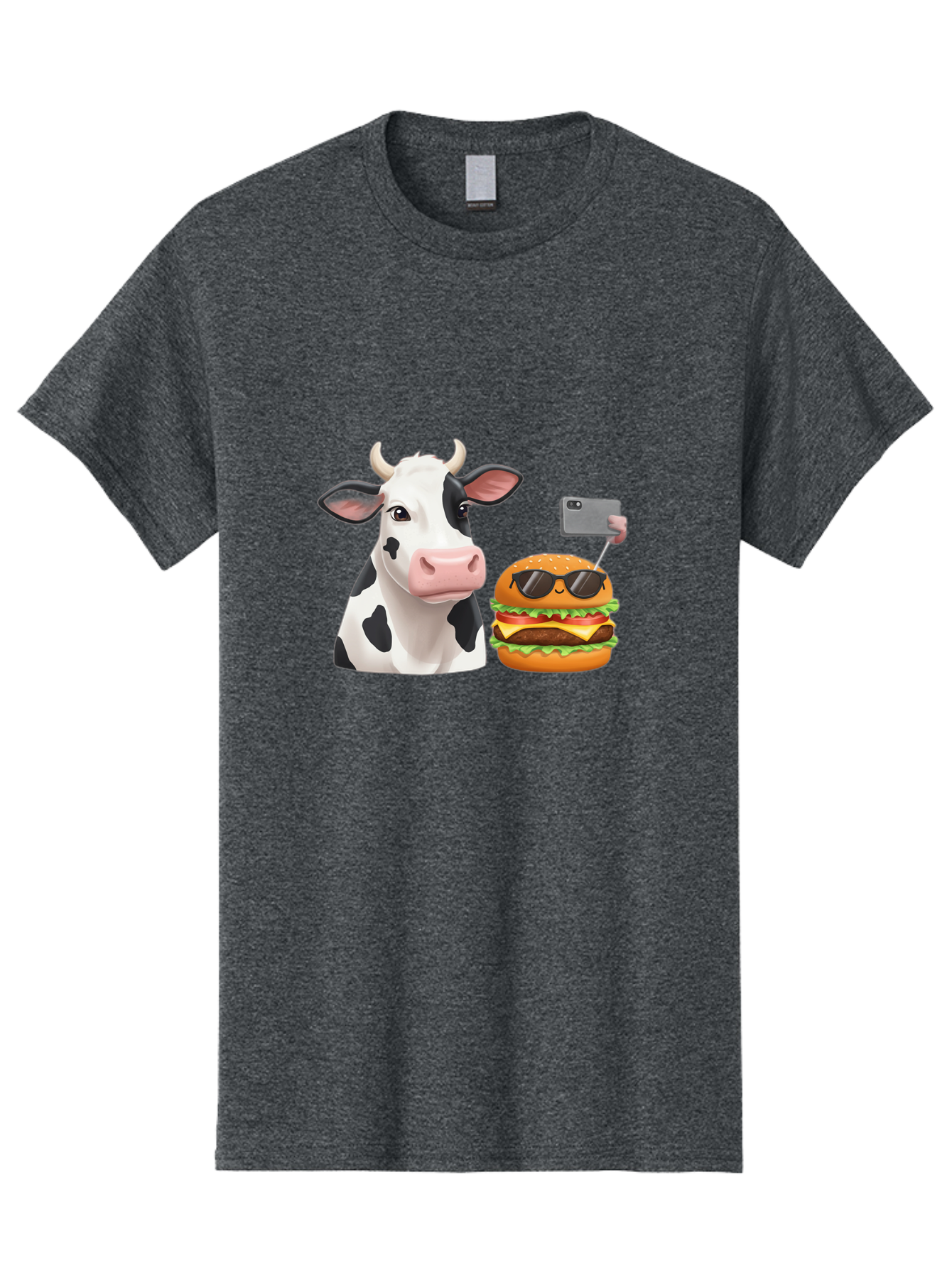 Cow-And-Burger-3 Men'S Graphic Tee, 100% Cotton, Comfortable Casual Summer Wear, Machine Washable, Vintage Camera, Old Camera, Antique Camera, Black Camera, Classic Photography, Photography Equipment, Nostalgic Device, Film Camera, Camera Art Bah790