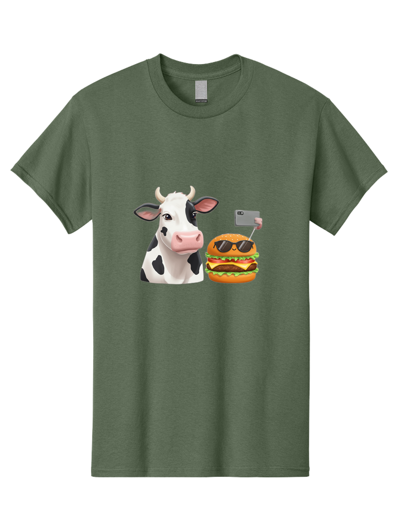 Cow-And-Burger-3 Men'S Graphic Tee, 100% Cotton, Comfortable Casual Summer Wear, Machine Washable, Vintage Camera, Old Camera, Antique Camera, Black Camera, Classic Photography, Photography Equipment, Nostalgic Device, Film Camera, Camera Art Bah790