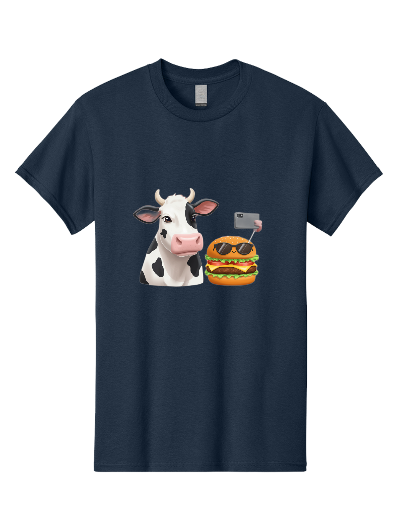 Cow-And-Burger-3 Men'S Graphic Tee, 100% Cotton, Comfortable Casual Summer Wear, Machine Washable, Vintage Camera, Old Camera, Antique Camera, Black Camera, Classic Photography, Photography Equipment, Nostalgic Device, Film Camera, Camera Art Bah790