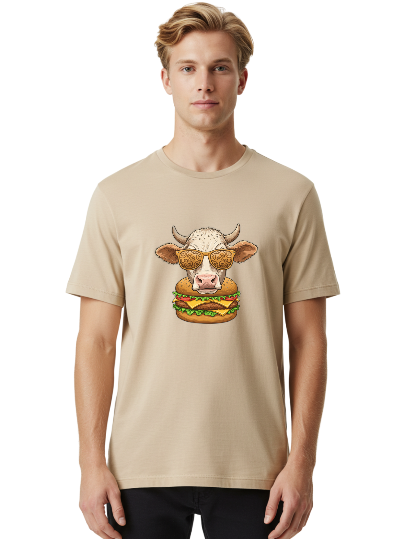 Cow-Burger-1 Men'S Graphic Tee, 100% Cotton, Comfortable Casual Summer Wear, Machine Washable, Vintage Camera, Old Camera, Antique Camera, Black Camera, Classic Photography, Photography Equipment, Nostalgic Device, Film Camera, Camera Art Bah794