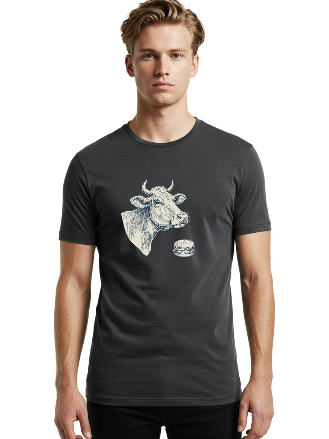 Cow-Head-And-Burger Men'S Graphic Tee, 100% Cotton, Comfortable Casual Summer Wear, Machine Washable, Vintage Camera, Old Camera, Antique Camera, Black Camera, Classic Photography, Photography Equipment, Nostalgic Device, Film Camera, Bah796