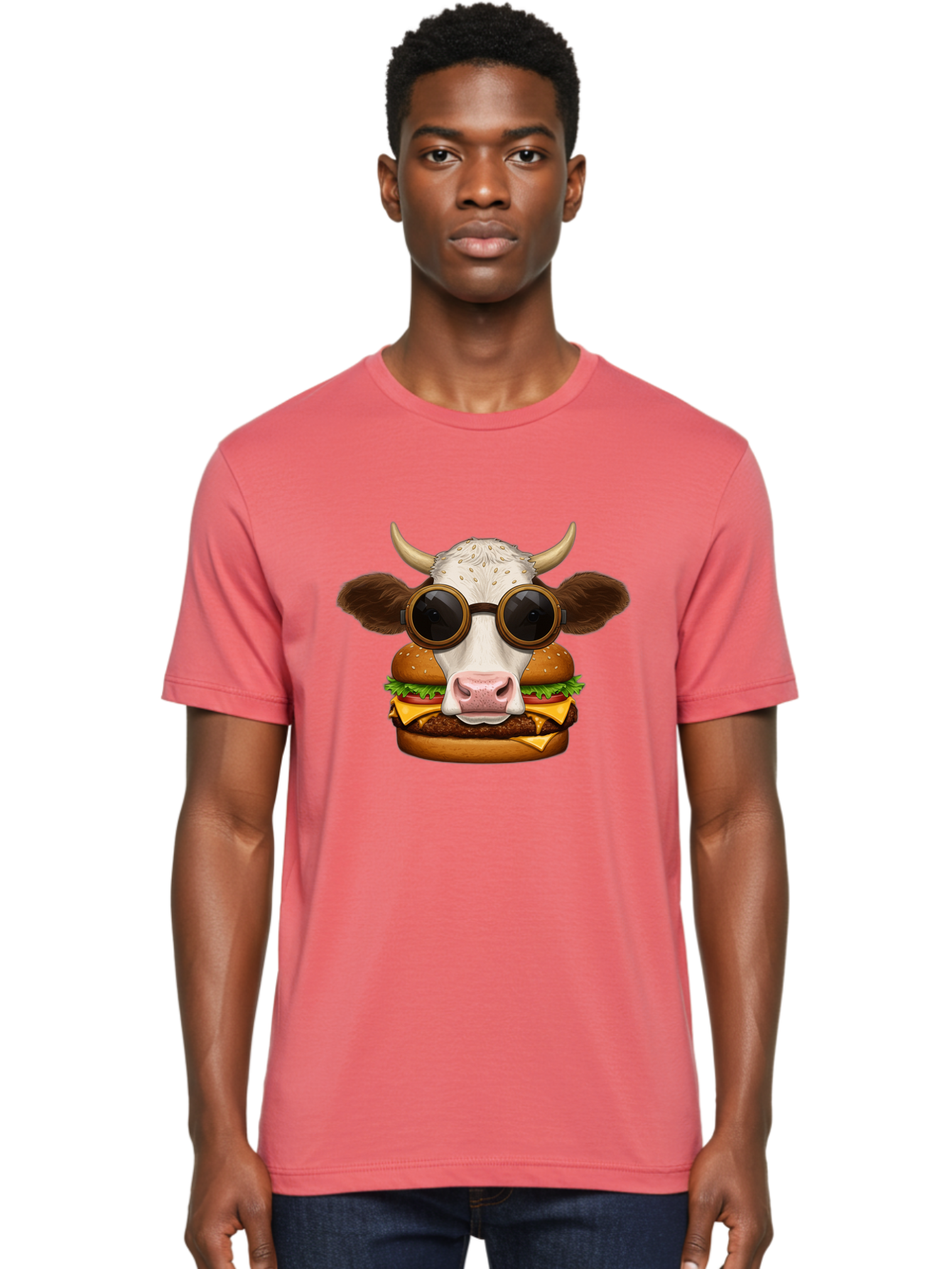 Cow-In-Shades-Burger Men'S Graphic Tee, 100% Cotton, Comfortable Casual Summer Wear, Machine Washable, Vintage Camera, Old Camera, Antique Camera, Black Camera, Classic Photography, Photography Equipment, Nostalgic Device, Film Camera, Bah800