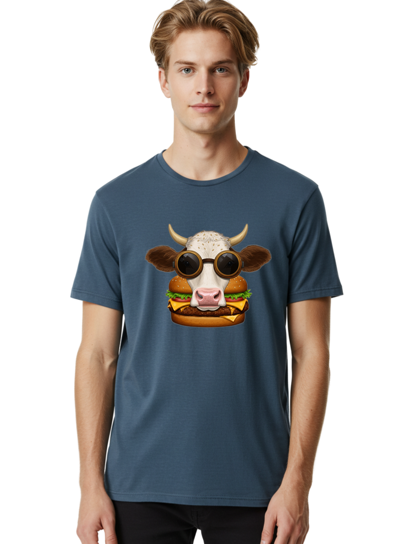 Cow-In-Shades-Burger Men'S Graphic Tee, 100% Cotton, Comfortable Casual Summer Wear, Machine Washable, Vintage Camera, Old Camera, Antique Camera, Black Camera, Classic Photography, Photography Equipment, Nostalgic Device, Film Camera, Bah800