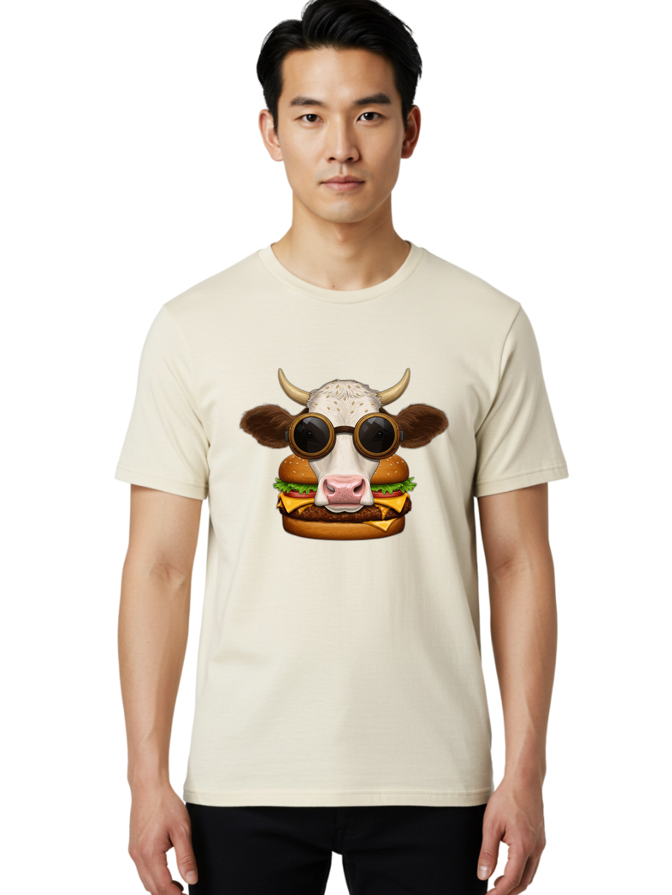 Cow-In-Shades-Burger Men'S Graphic Tee, 100% Cotton, Comfortable Casual Summer Wear, Machine Washable, Vintage Camera, Old Camera, Antique Camera, Black Camera, Classic Photography, Photography Equipment, Nostalgic Device, Film Camera, Bah800