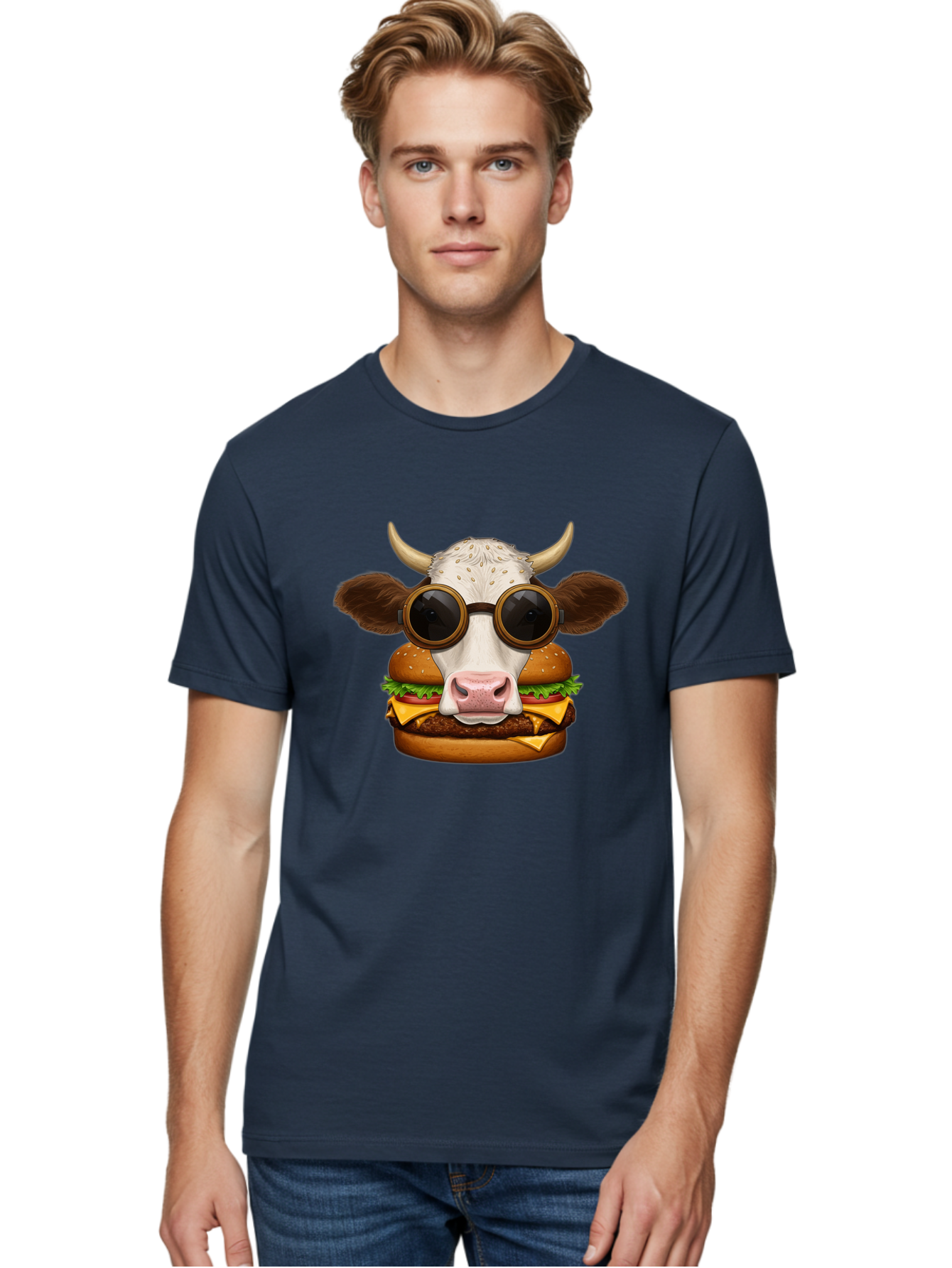 Cow-In-Shades-Burger Men'S Graphic Tee, 100% Cotton, Comfortable Casual Summer Wear, Machine Washable, Vintage Camera, Old Camera, Antique Camera, Black Camera, Classic Photography, Photography Equipment, Nostalgic Device, Film Camera, Bah800