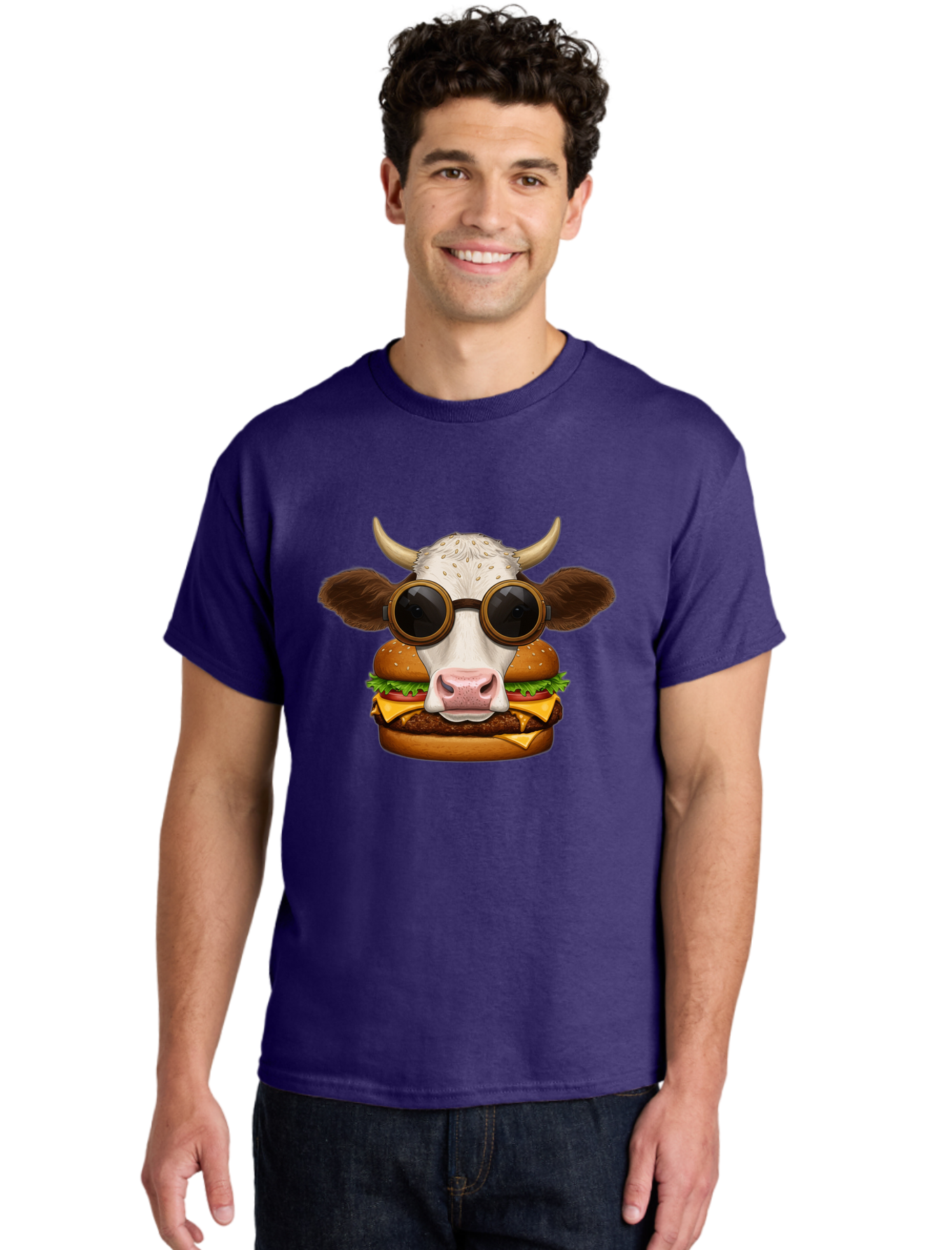 Cow-In-Shades-Burger Men'S Graphic Tee, 100% Cotton, Comfortable Casual Summer Wear, Machine Washable, Vintage Camera, Old Camera, Antique Camera, Black Camera, Classic Photography, Photography Equipment, Nostalgic Device, Film Camera, Bah800