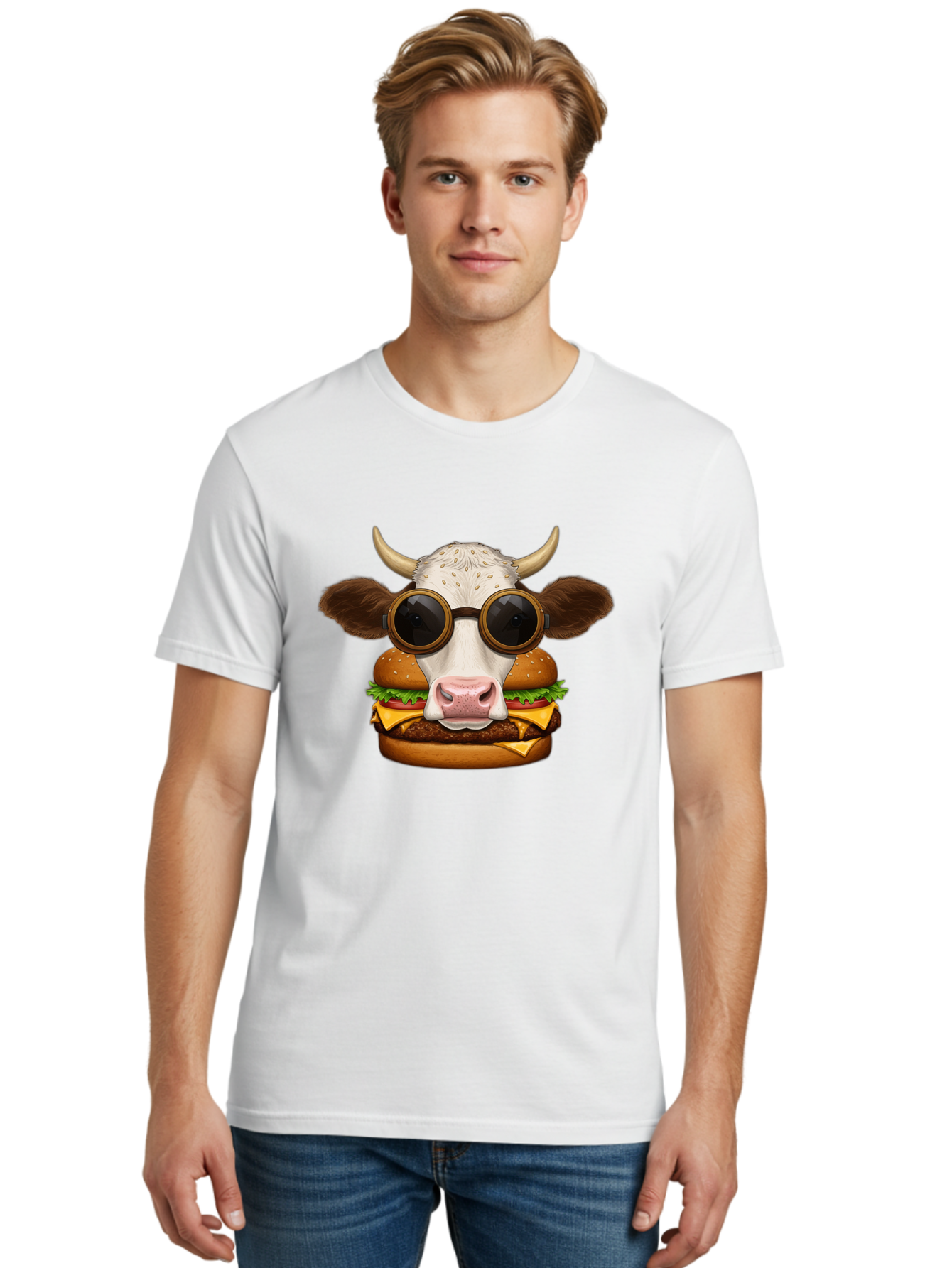 Cow-In-Shades-Burger Men'S Graphic Tee, 100% Cotton, Comfortable Casual Summer Wear, Machine Washable, Vintage Camera, Old Camera, Antique Camera, Black Camera, Classic Photography, Photography Equipment, Nostalgic Device, Film Camera, Bah800