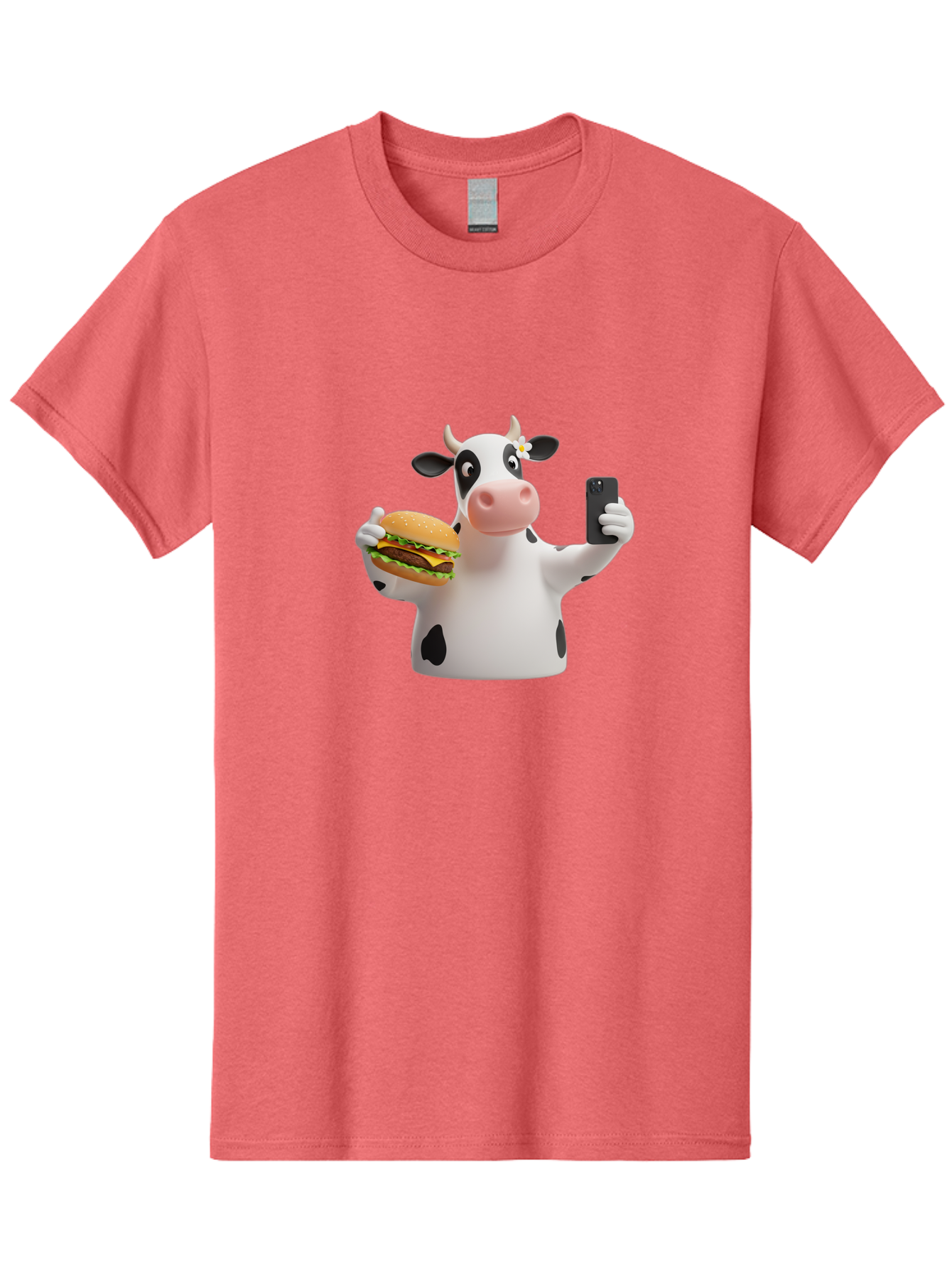 Cow-Selfie-1 Men'S Graphic Tee, 100% Cotton, Comfortable Casual Summer Wear, Machine Washable, Vintage Camera, Old Camera, Antique Camera, Black Camera, Classic Photography, Photography Equipment, Nostalgic Device, Film Camera, Camera Art Bah802