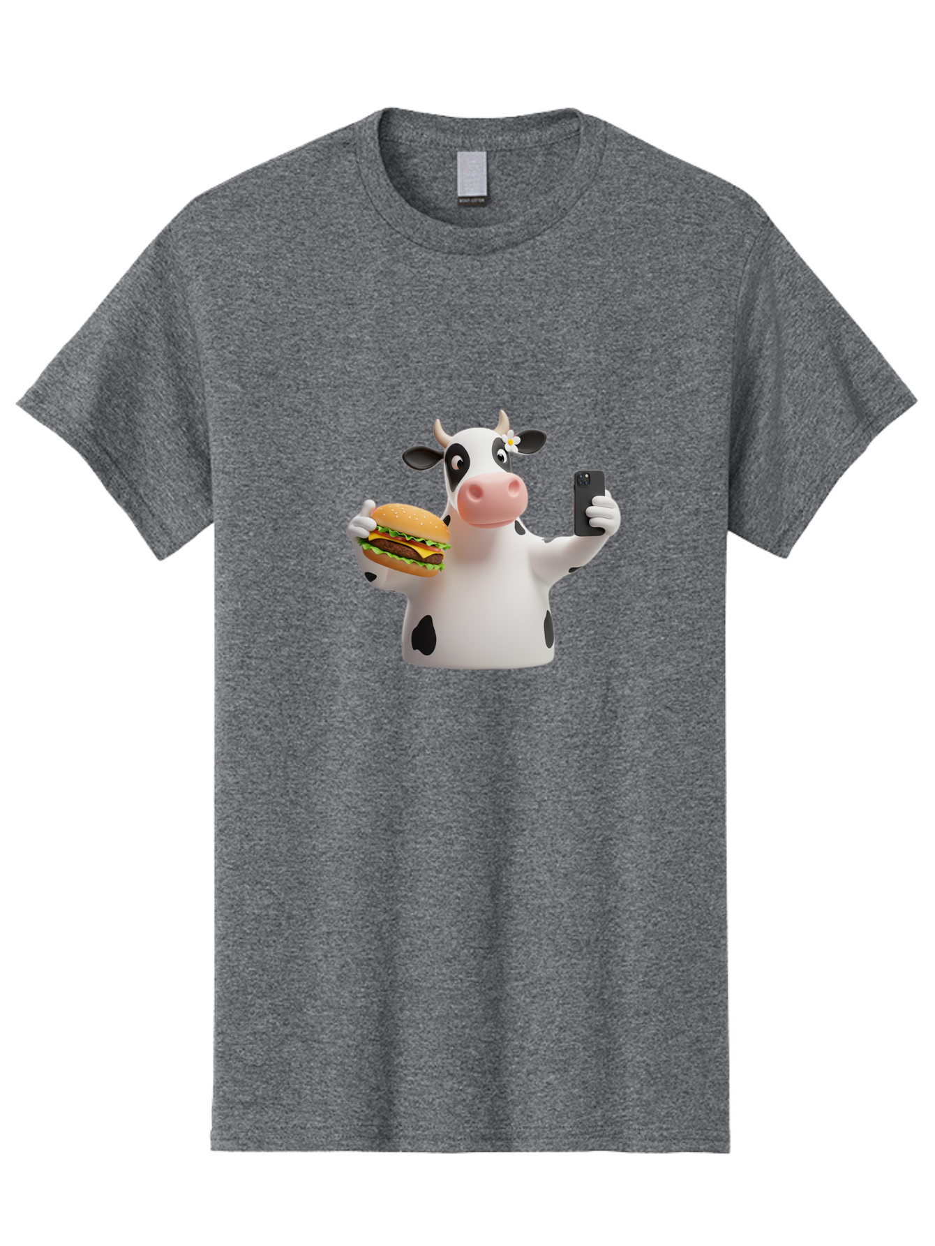 Cow-Selfie-1 Men'S Graphic Tee, 100% Cotton, Comfortable Casual Summer Wear, Machine Washable, Vintage Camera, Old Camera, Antique Camera, Black Camera, Classic Photography, Photography Equipment, Nostalgic Device, Film Camera, Camera Art Bah802