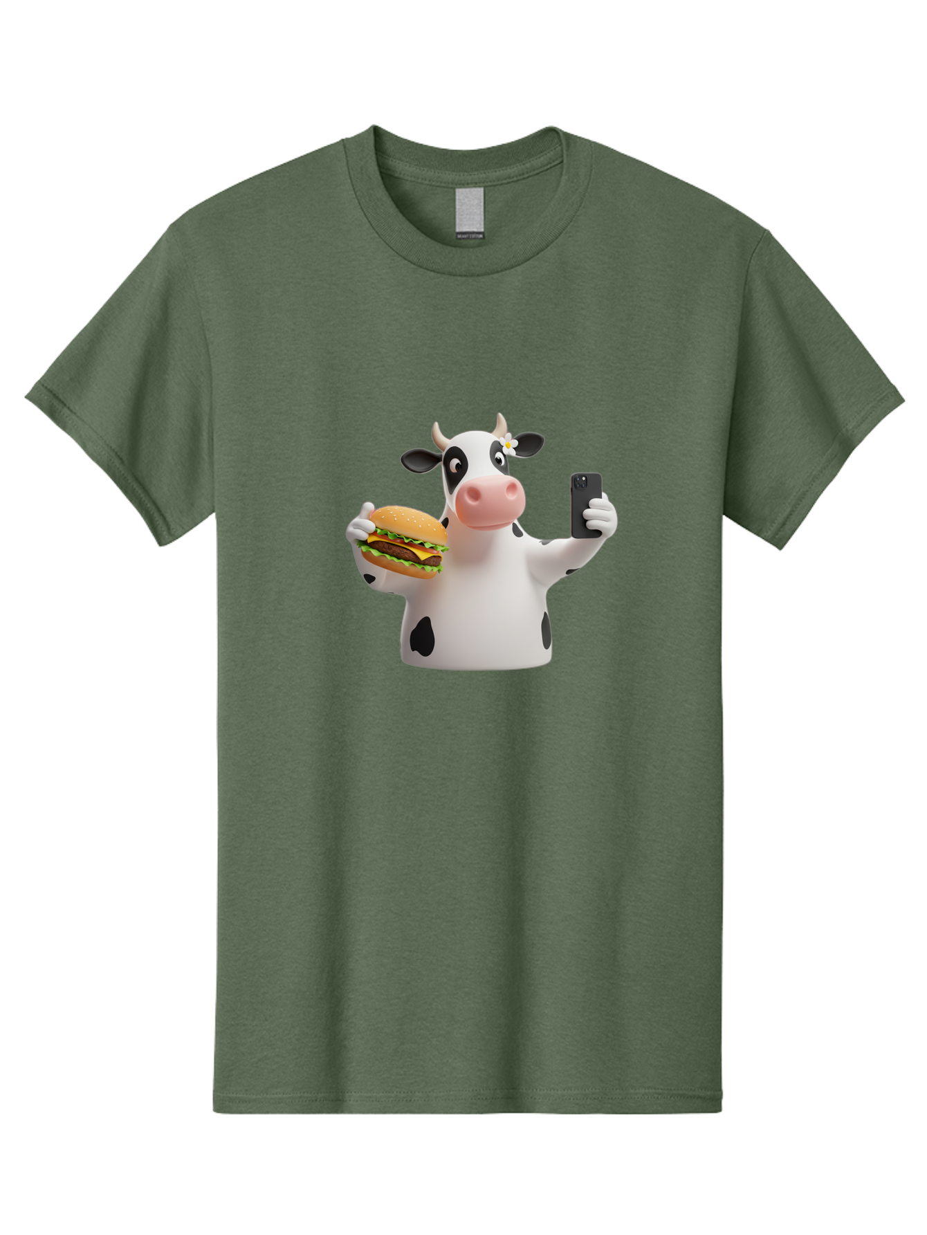 Cow-Selfie-1 Men'S Graphic Tee, 100% Cotton, Comfortable Casual Summer Wear, Machine Washable, Vintage Camera, Old Camera, Antique Camera, Black Camera, Classic Photography, Photography Equipment, Nostalgic Device, Film Camera, Camera Art Bah802