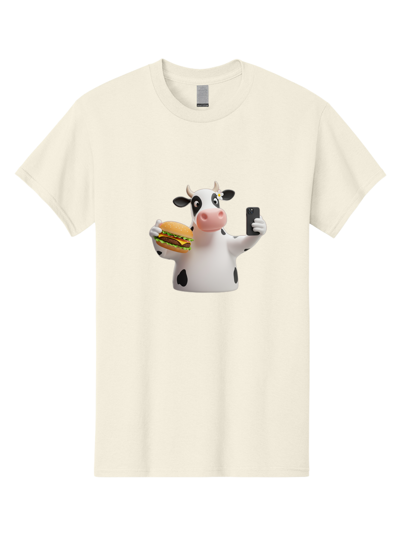 Cow-Selfie-1 Men'S Graphic Tee, 100% Cotton, Comfortable Casual Summer Wear, Machine Washable, Vintage Camera, Old Camera, Antique Camera, Black Camera, Classic Photography, Photography Equipment, Nostalgic Device, Film Camera, Camera Art Bah802