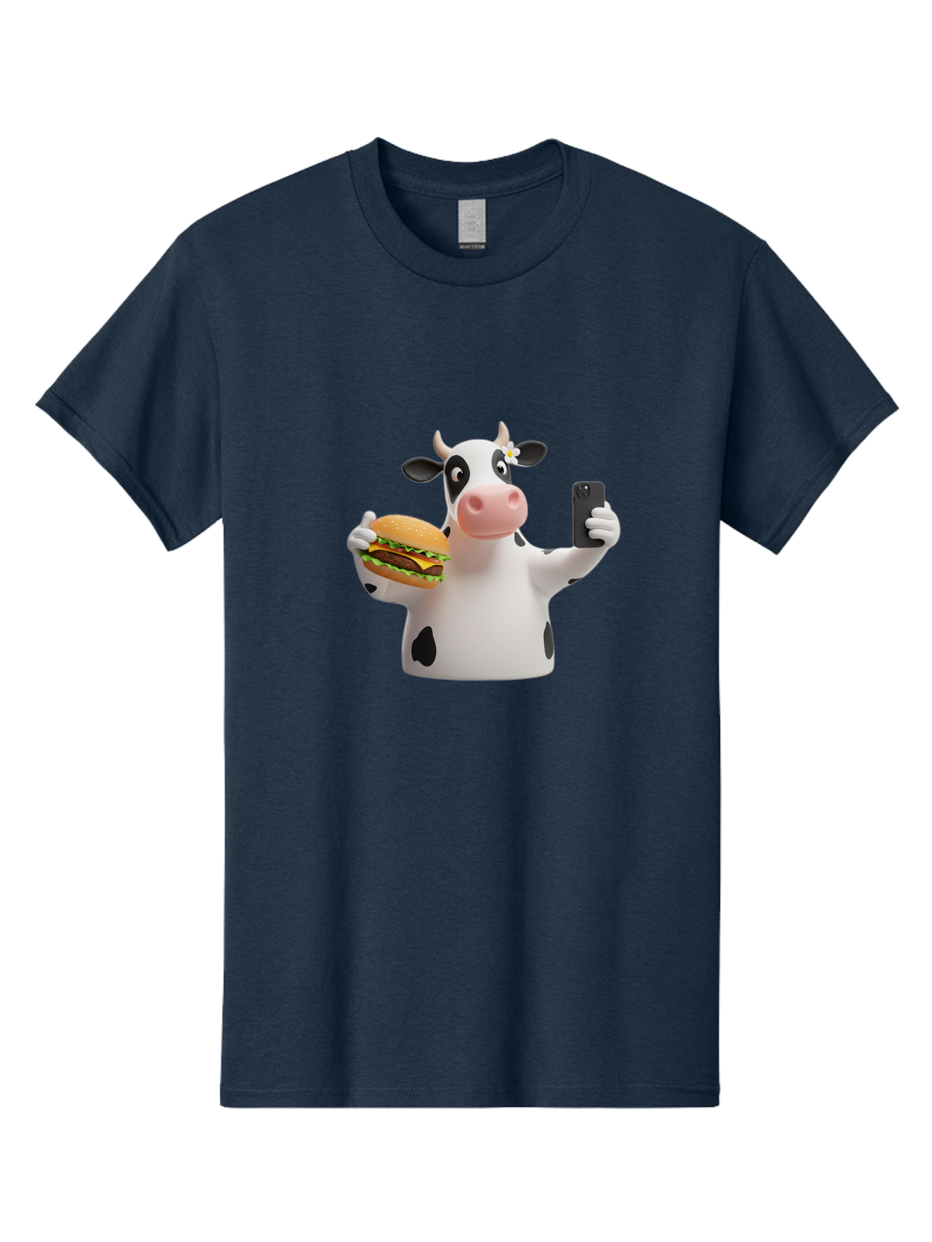 Cow-Selfie-1 Men'S Graphic Tee, 100% Cotton, Comfortable Casual Summer Wear, Machine Washable, Vintage Camera, Old Camera, Antique Camera, Black Camera, Classic Photography, Photography Equipment, Nostalgic Device, Film Camera, Camera Art Bah802