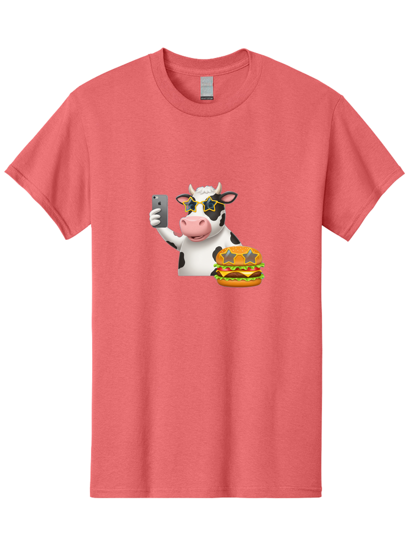 Cow-Selfie-2 Men'S Graphic Tee, 100% Cotton, Comfortable Casual Summer Wear, Machine Washable, Vintage Camera, Old Camera, Antique Camera, Black Camera, Classic Photography, Photography Equipment, Nostalgic Device, Film Camera, Camera Art Bah803