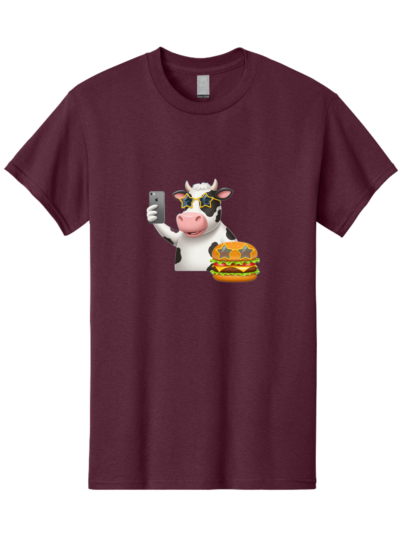 Cow-Selfie-2 Men'S Graphic Tee, 100% Cotton, Comfortable Casual Summer Wear, Machine Washable, Vintage Camera, Old Camera, Antique Camera, Black Camera, Classic Photography, Photography Equipment, Nostalgic Device, Film Camera, Camera Art Bah803