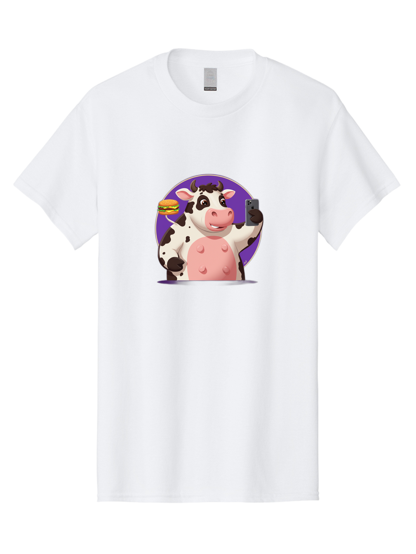 Cow-Selfie-3 Men'S Graphic Tee, 100% Cotton, Comfortable Casual Summer Wear, Machine Washable, Vintage Camera, Old Camera, Antique Camera, Black Camera, Classic Photography, Photography Equipment, Nostalgic Device, Film Camera, Camera Art Bah804