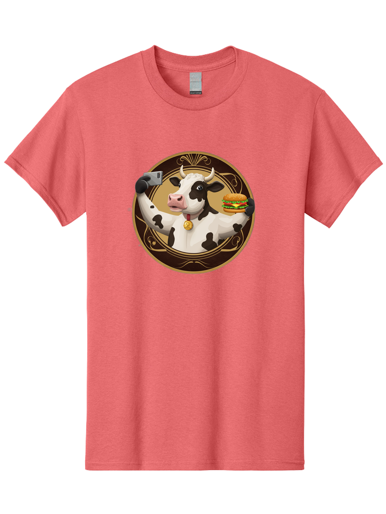 Cow-Selfie-4 Men'S Graphic Tee, 100% Cotton, Comfortable Casual Summer Wear, Machine Washable, Vintage Camera, Old Camera, Antique Camera, Black Camera, Classic Photography, Photography Equipment, Nostalgic Device, Film Camera, Camera Art Bah805