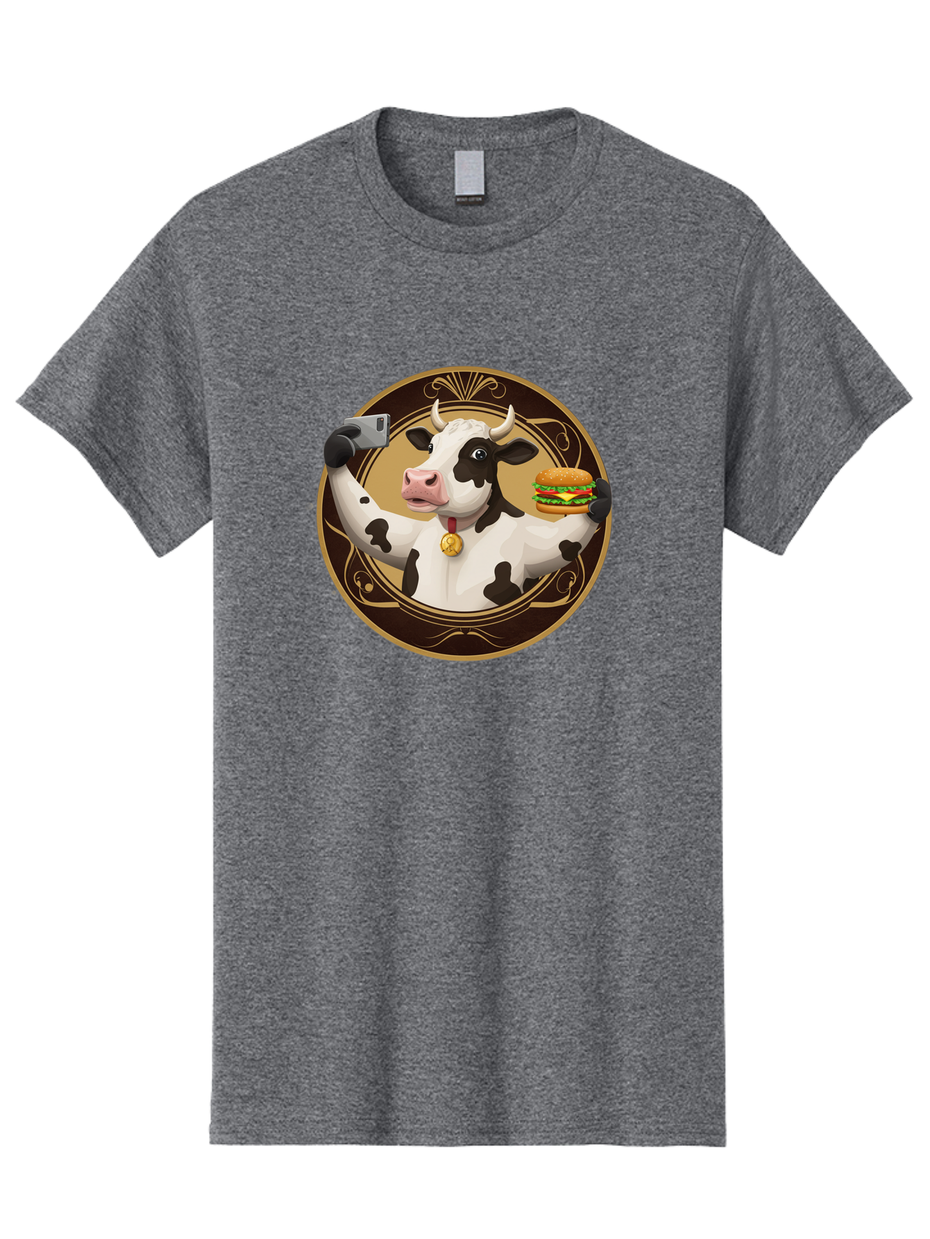 Cow-Selfie-4 Men'S Graphic Tee, 100% Cotton, Comfortable Casual Summer Wear, Machine Washable, Vintage Camera, Old Camera, Antique Camera, Black Camera, Classic Photography, Photography Equipment, Nostalgic Device, Film Camera, Camera Art Bah805
