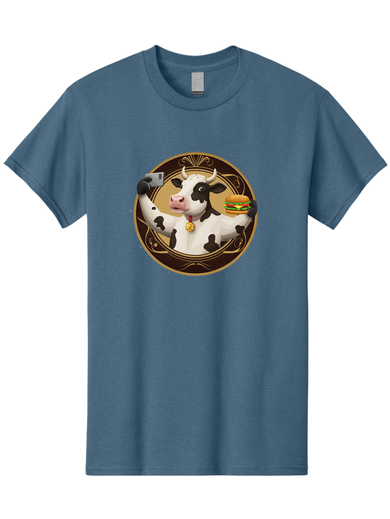 Cow-Selfie-4 Men'S Graphic Tee, 100% Cotton, Comfortable Casual Summer Wear, Machine Washable, Vintage Camera, Old Camera, Antique Camera, Black Camera, Classic Photography, Photography Equipment, Nostalgic Device, Film Camera, Camera Art Bah805