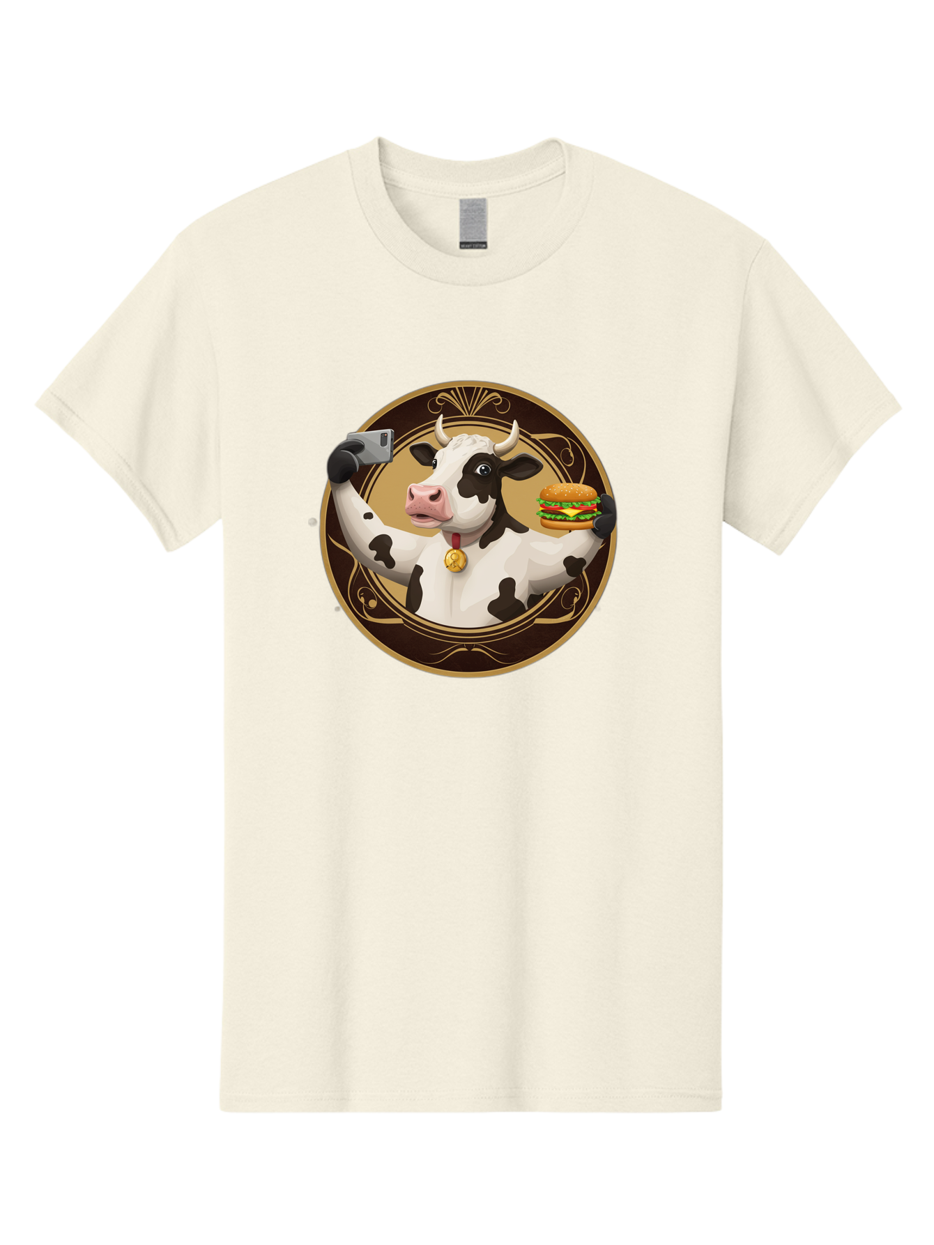 Cow-Selfie-4 Men'S Graphic Tee, 100% Cotton, Comfortable Casual Summer Wear, Machine Washable, Vintage Camera, Old Camera, Antique Camera, Black Camera, Classic Photography, Photography Equipment, Nostalgic Device, Film Camera, Camera Art Bah805