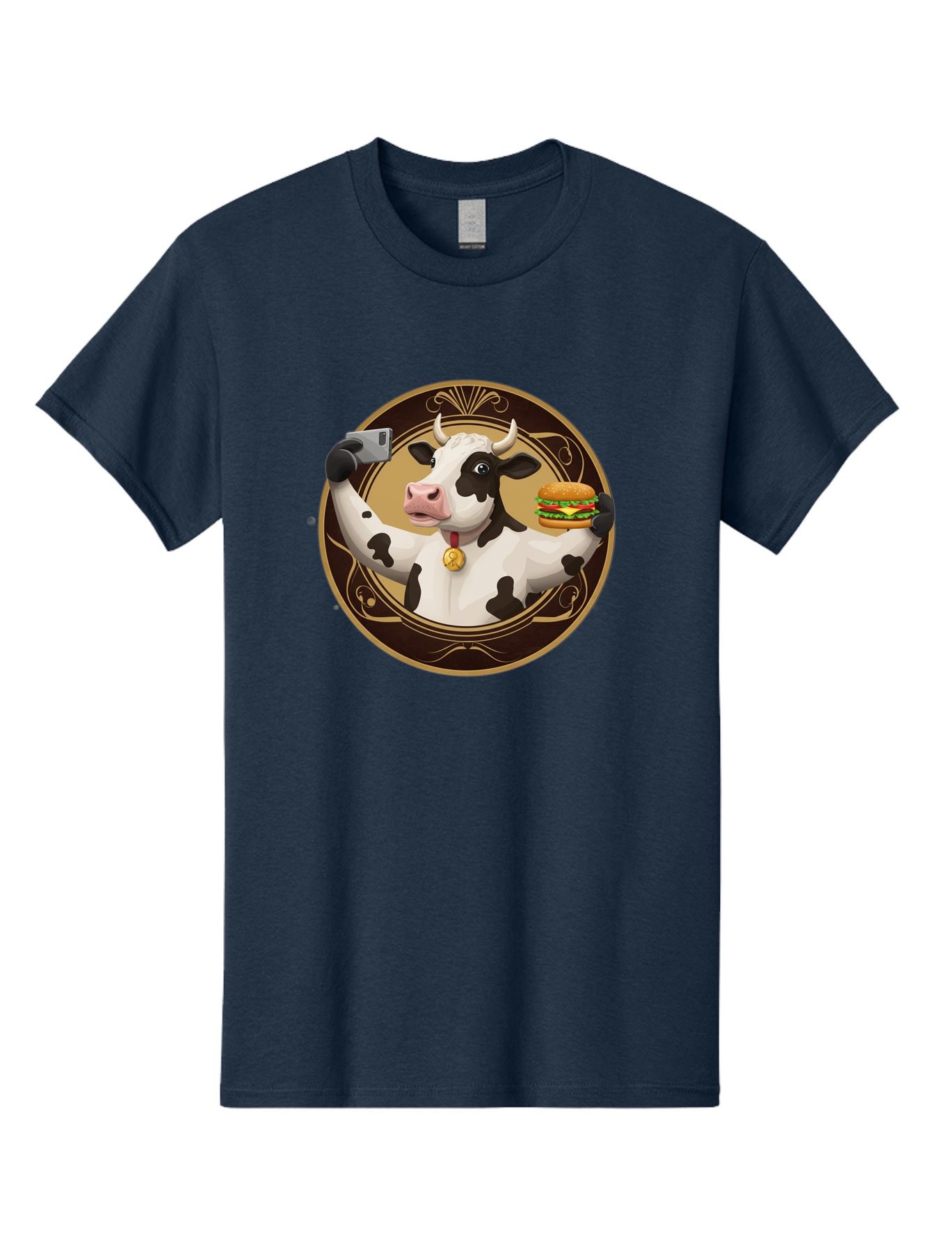 Cow-Selfie-4 Men'S Graphic Tee, 100% Cotton, Comfortable Casual Summer Wear, Machine Washable, Vintage Camera, Old Camera, Antique Camera, Black Camera, Classic Photography, Photography Equipment, Nostalgic Device, Film Camera, Camera Art Bah805