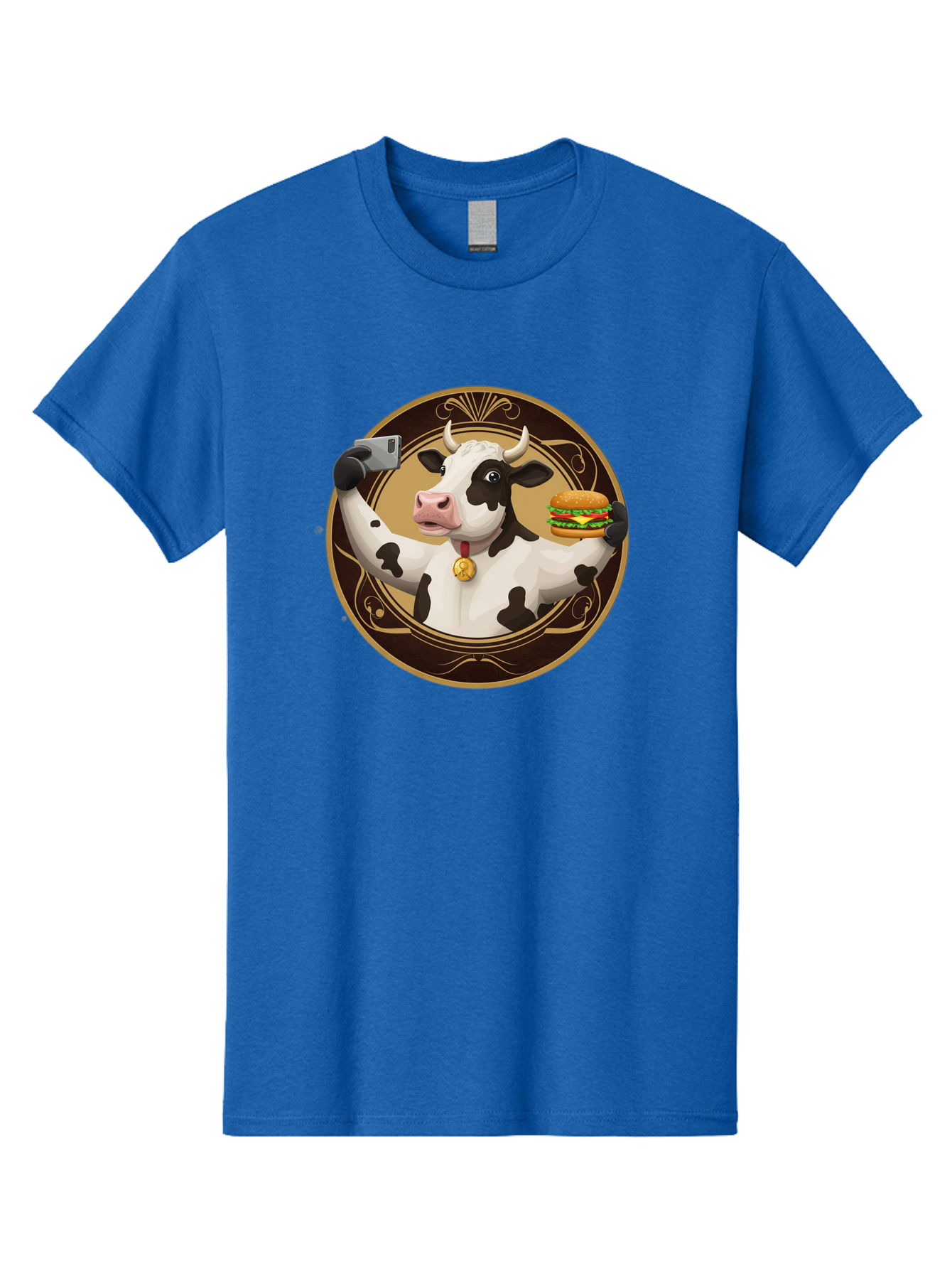 Cow-Selfie-4 Men'S Graphic Tee, 100% Cotton, Comfortable Casual Summer Wear, Machine Washable, Vintage Camera, Old Camera, Antique Camera, Black Camera, Classic Photography, Photography Equipment, Nostalgic Device, Film Camera, Camera Art Bah805