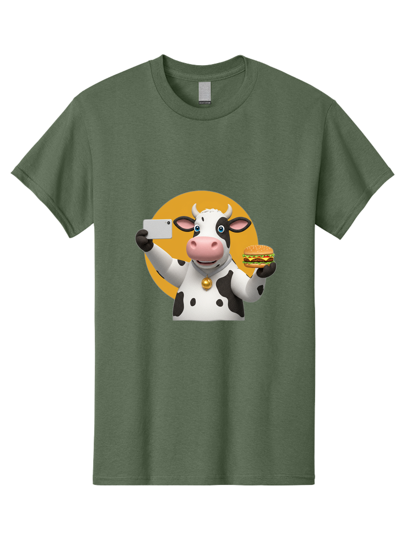Cow-Selfie-Burger-1 Men'S Graphic Tee, 100% Cotton, Comfortable Casual Summer Wear, Machine Washable, Vintage Camera, Old Camera, Antique Camera, Black Camera, Classic Photography, Photography Equipment, Nostalgic Device, Film Camera, Bah806