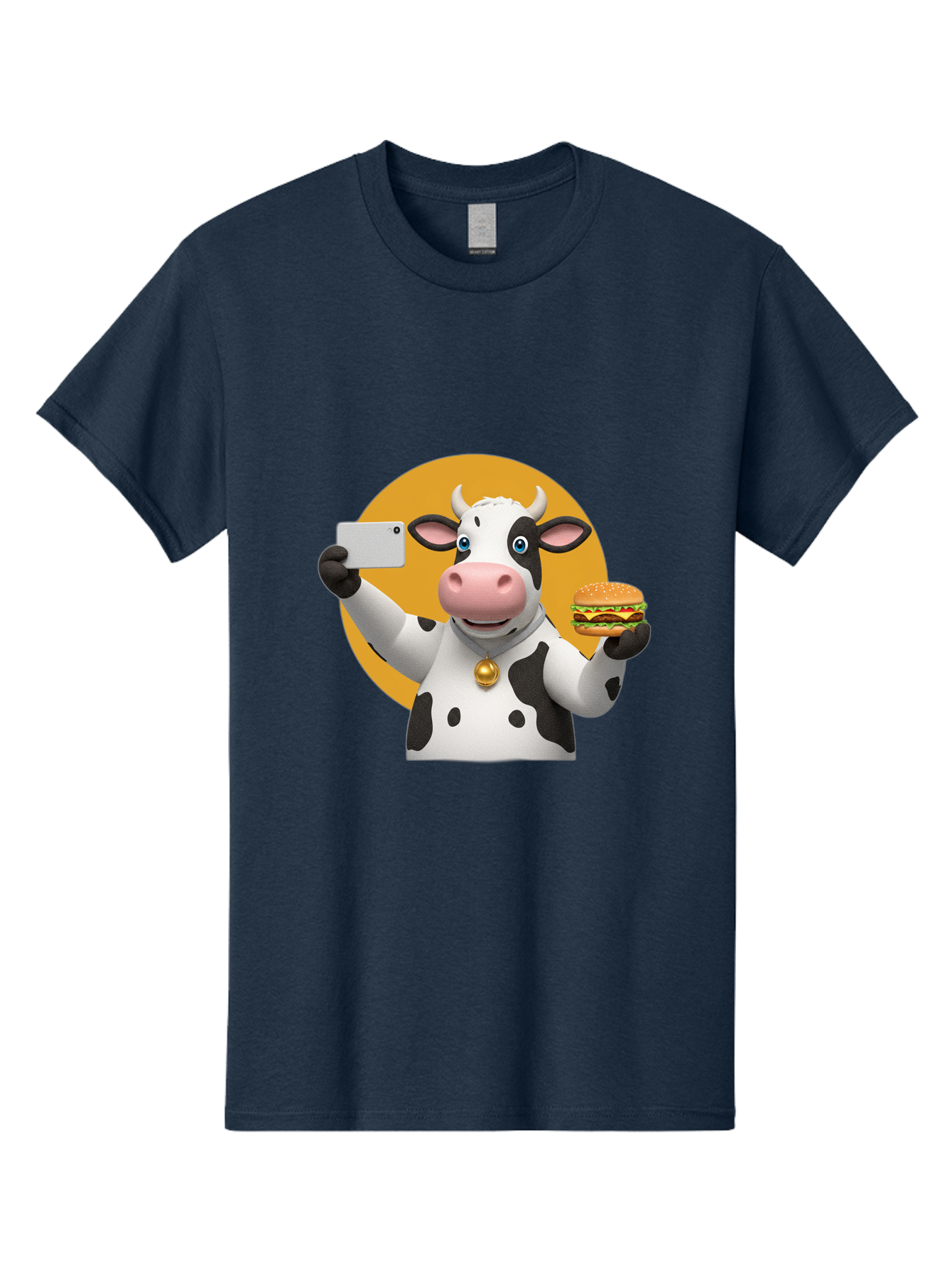 Cow-Selfie-Burger-1 Men'S Graphic Tee, 100% Cotton, Comfortable Casual Summer Wear, Machine Washable, Vintage Camera, Old Camera, Antique Camera, Black Camera, Classic Photography, Photography Equipment, Nostalgic Device, Film Camera, Bah806