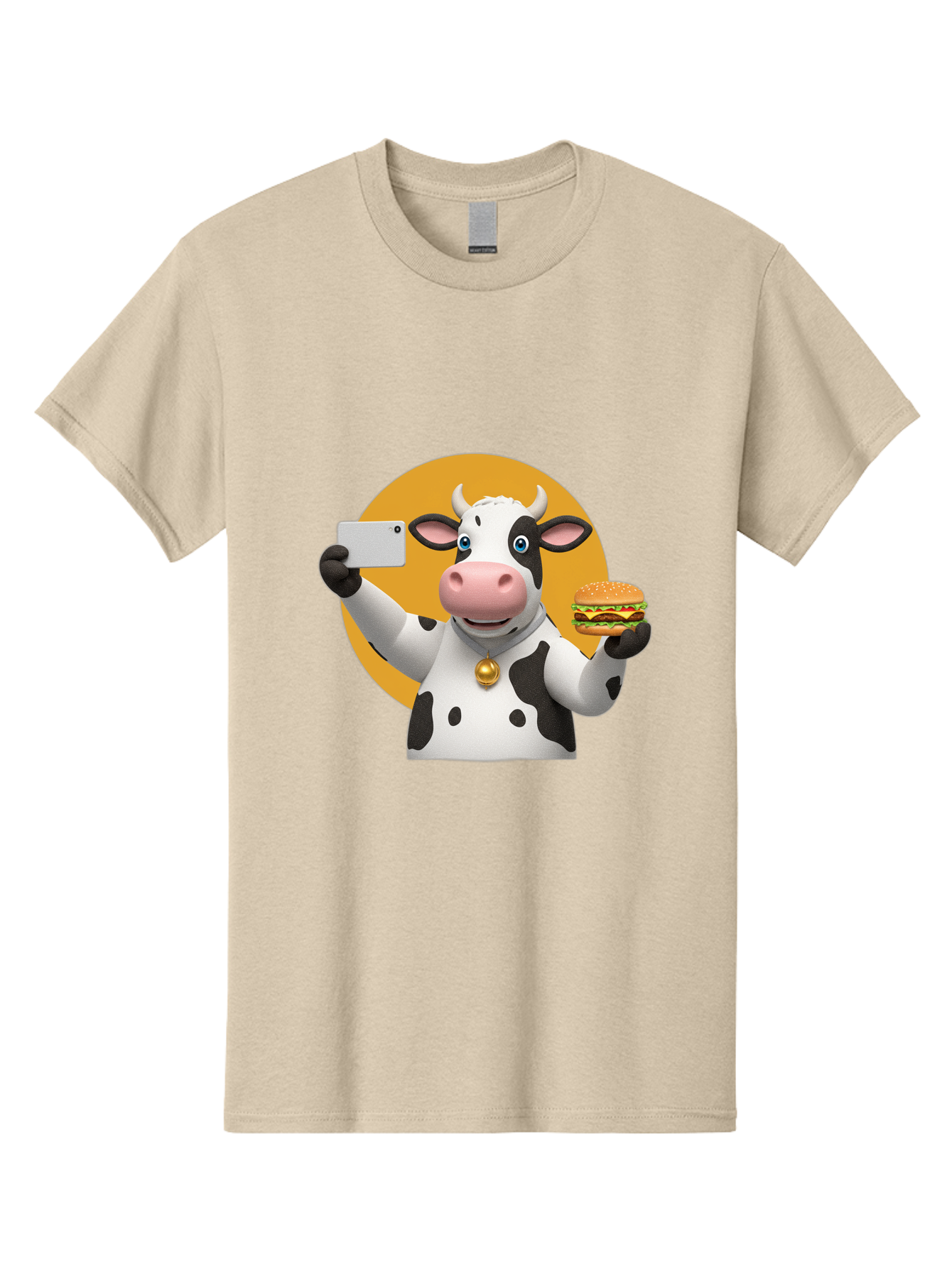 Cow-Selfie-Burger-1 Men'S Graphic Tee, 100% Cotton, Comfortable Casual Summer Wear, Machine Washable, Vintage Camera, Old Camera, Antique Camera, Black Camera, Classic Photography, Photography Equipment, Nostalgic Device, Film Camera, Bah806