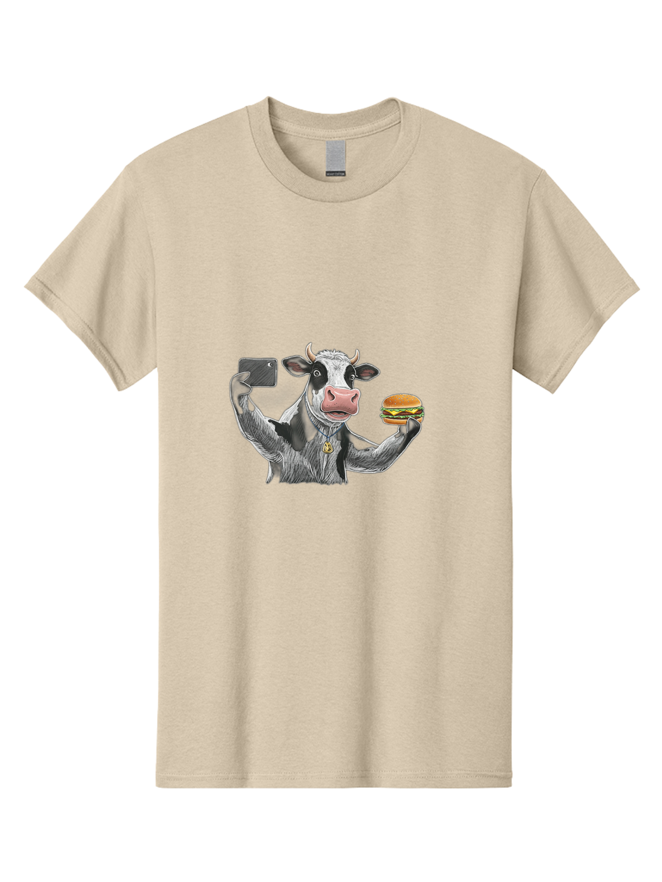 Cow-Selfie-Burger-2 Men'S Graphic Tee, 100% Cotton, Comfortable Casual Summer Wear, Machine Washable, Vintage Camera, Old Camera, Antique Camera, Black Camera, Classic Photography, Photography Equipment, Nostalgic Device, Film Camera, Bah807